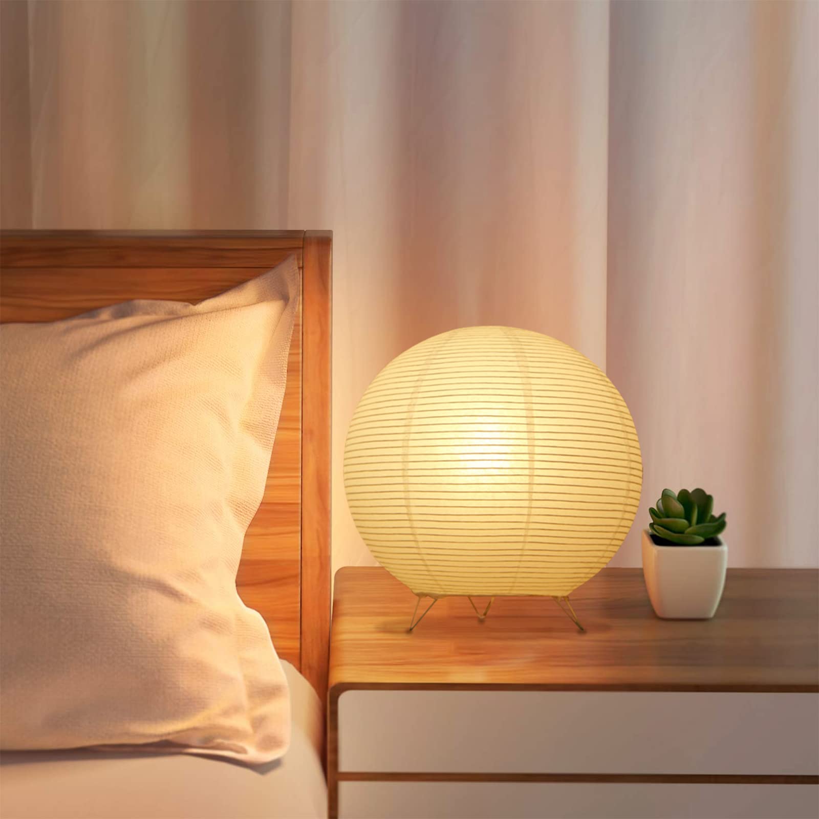 Xenoid Paper Table Lamp - Rice Paper Lantern Desk Lamp Paper Table Lamp Modern Bedside Lamp With Simple Lamp For Nightstand Bedroom Living Room