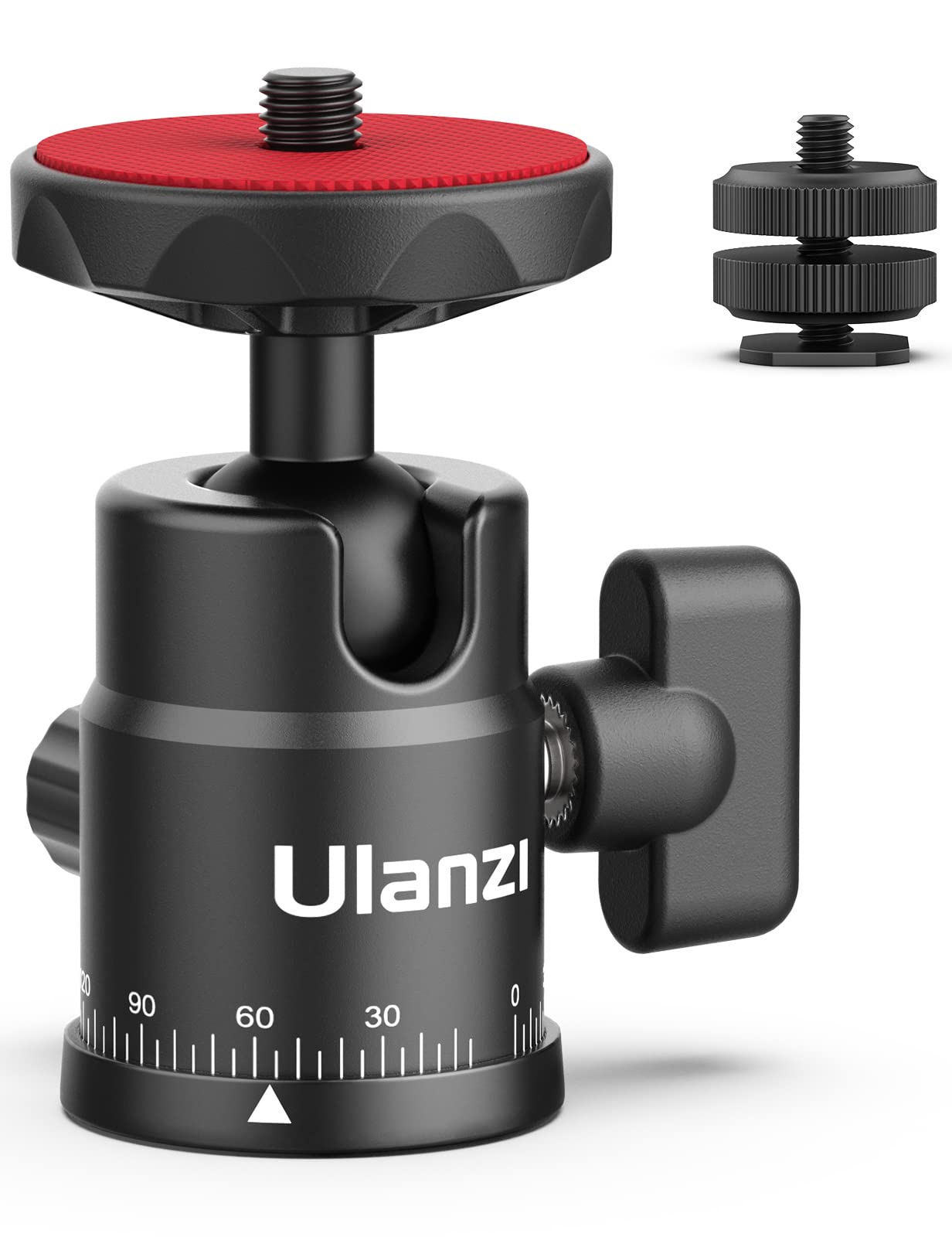 Ulanzi Select Mini Ball Head, Ulanzi H28 Panoramic Tripod Head + Dual Hot Shoe Mount Dslr Camera Mount Adapter Photograph Attachment Accessories For Action Cameras Cam Smartphone Light Microphone Loading 5.5Lb