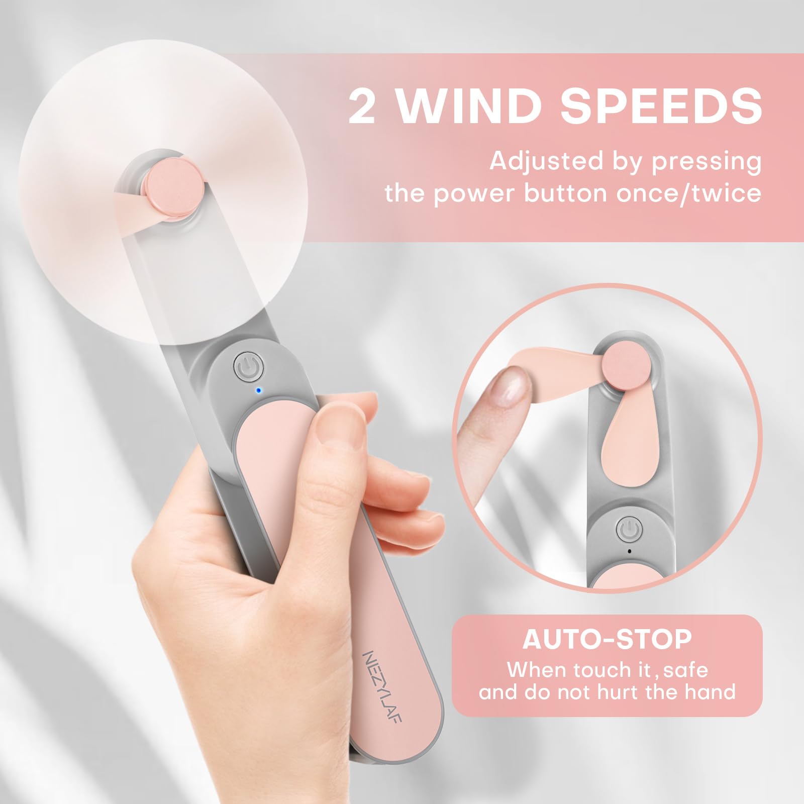 Nezylaf Handheld Mini Fan, 2 Speeds Rechargeable Travel Fan[9-15 Working Hours], Portable Usb Small