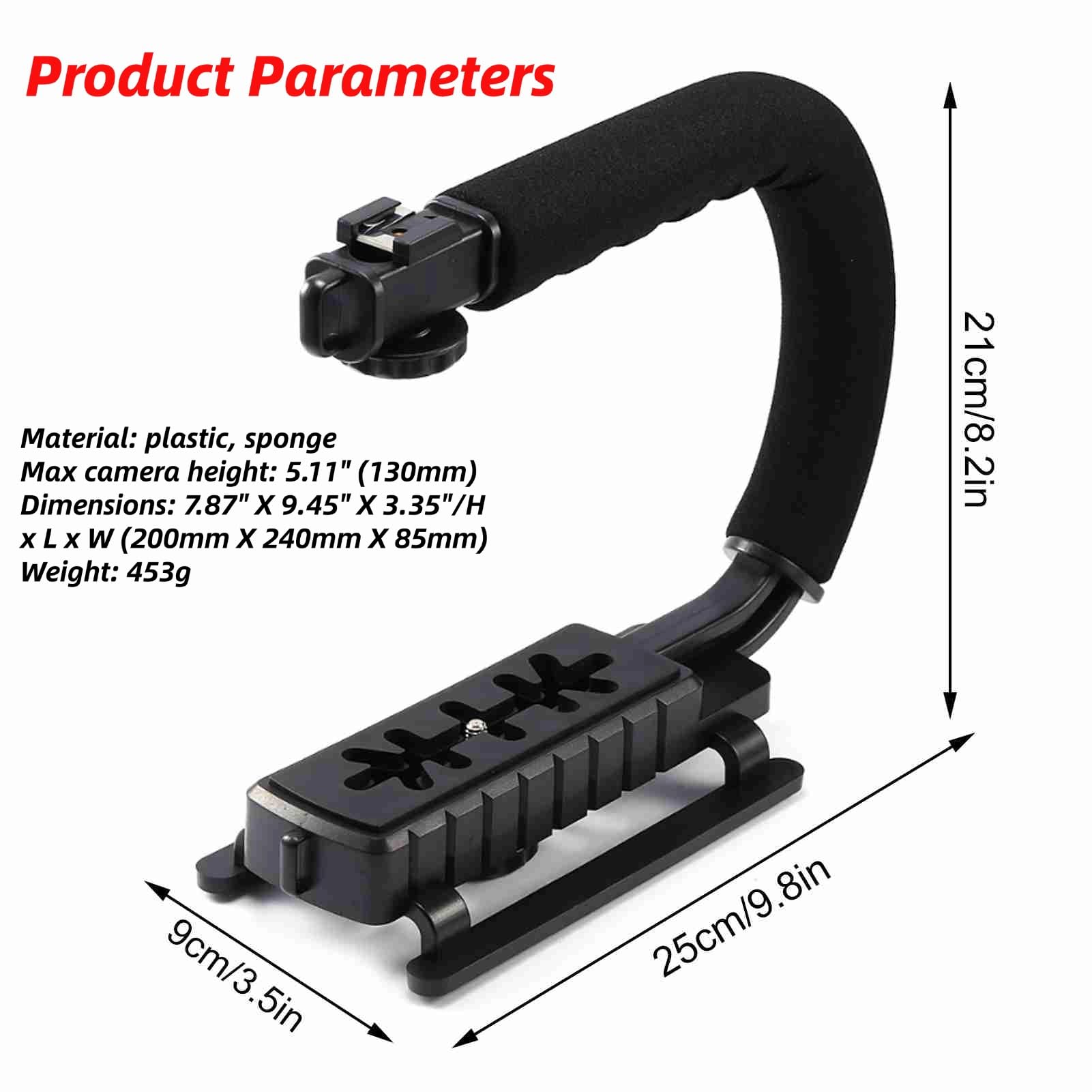 Eimsoah Video Stabilizing Handle Grip With Hot Shoe Mount,Portable U Grip Handheld Stabilizer, Improves Stability And Versatility Super Grip Video For Dslr Camera Camcorder
