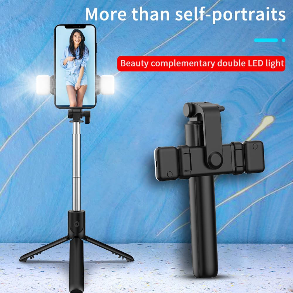 Tianle Selfie Stick With Fill Light, 40 Inch Phone Tripod Extendable Cell Phone Tripod Stand With Wireless Remote And Phone Holder Compatible With Iphone Android For Selfie, Video Recording, Photo