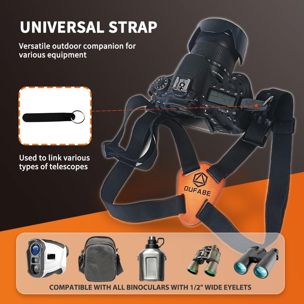Oufabe Binocular Harness Strap, Binocular Strap, Adjustable And Deluxe Binoculars Harness For Hunting, Cross Binocular Straps Harness, Fits For Carrying Binocular, Cameras, Rangefinders And More