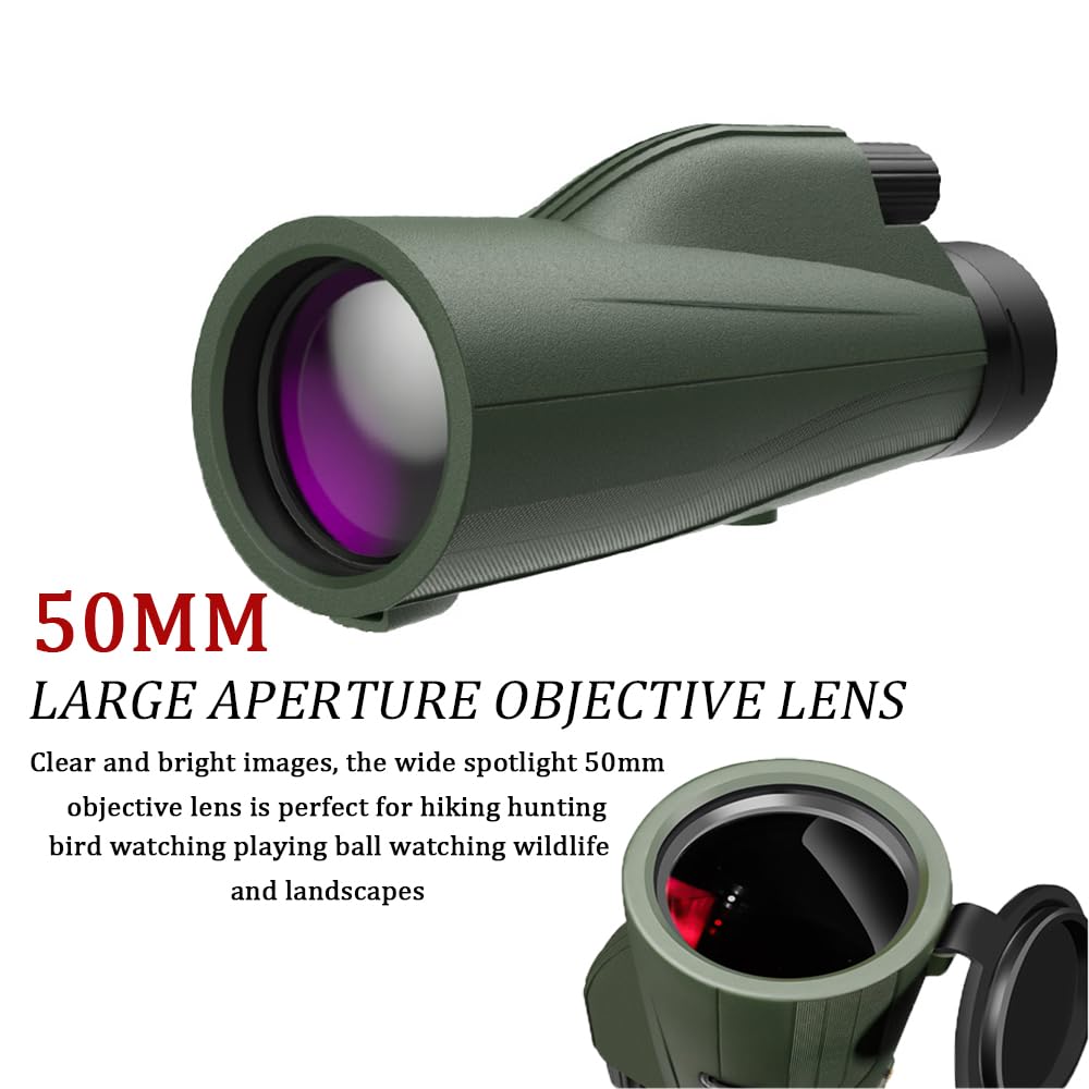 Mocanio 12X50 Monoculars For Adults High Powered Panoramic Low-Light Night Vision Monocular Portable Telescope - Waterproof Monoculars -Bak4 Prism Fmc For Bird Watching Hunting