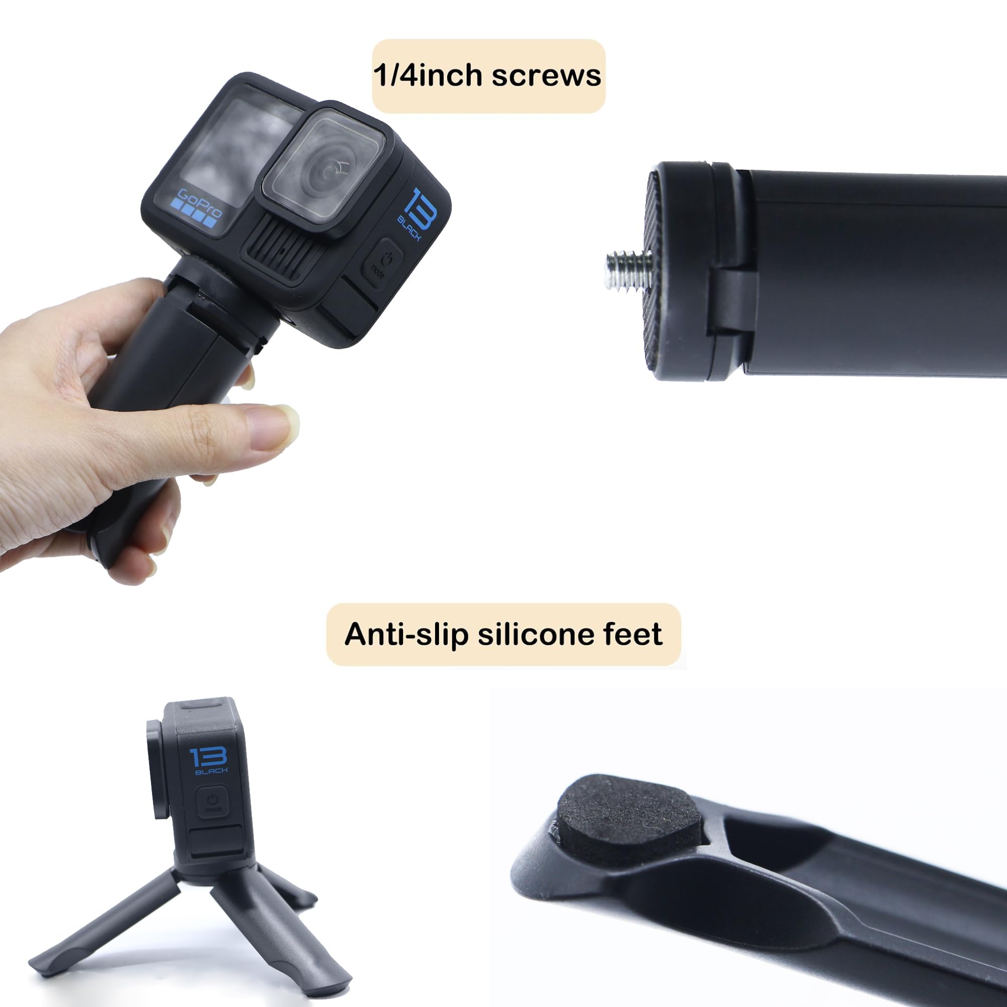 Pctc Mini Tripod For Dji Osmo Pocket 3, Desktop Tabletop Stand Compact Tripod For Go Pro Hero13 /12/11/10/9/Osmo Mobile2/Insta360 One X3/X4/X5/Feiyutech/Zhiyun Tabletop Stand Grip Accessories