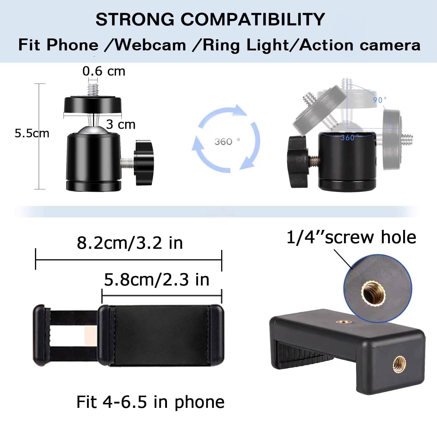 Yiyant Overhead Tripod Mount For Camera Webcam Ring Light, Over Head Articulating Arm With Phone Holder And Ball Head, Desktop Suspension Scissor Accessory For Live Streaming,Video Recording