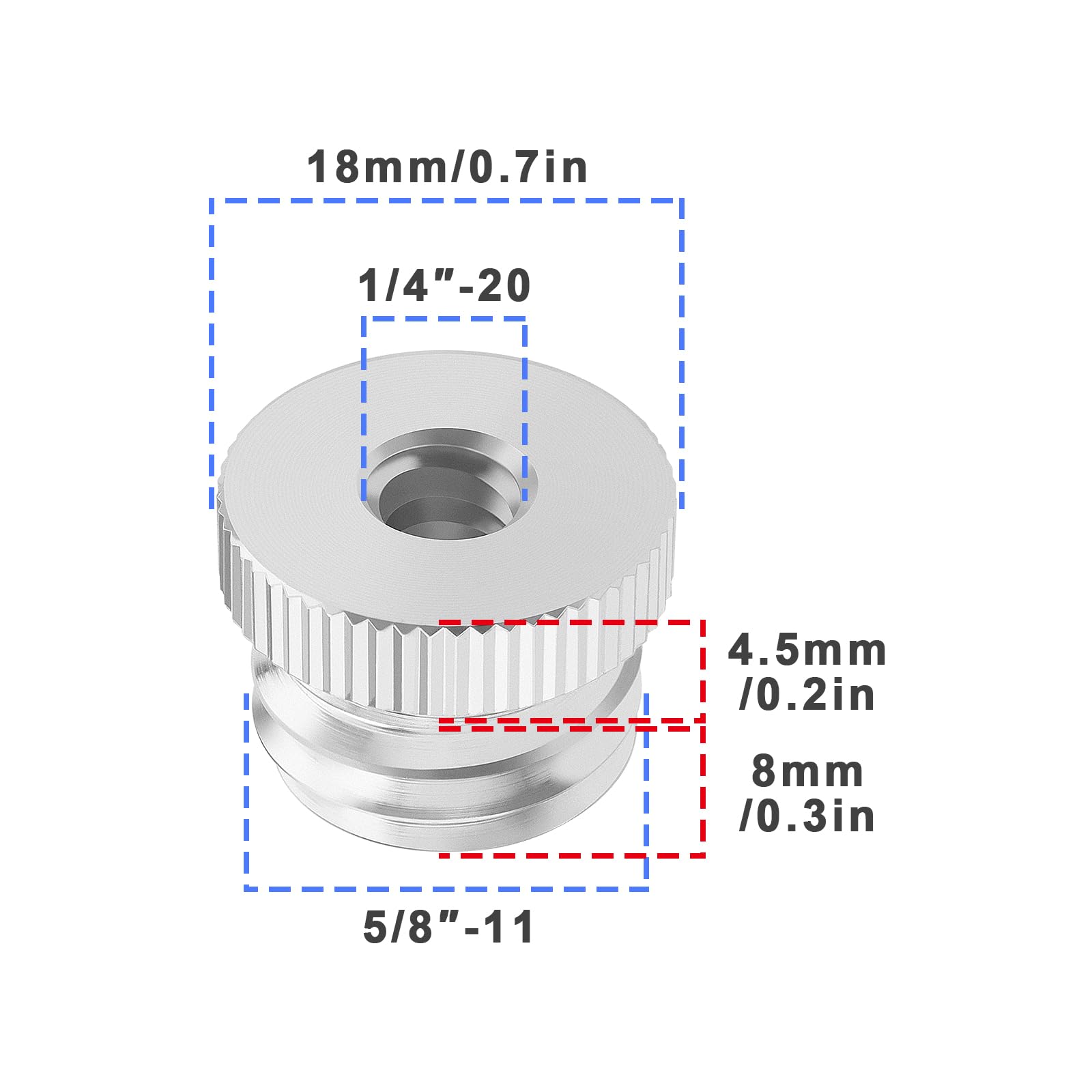 The Lord Of The Tools 4Pcs 1/4 Inch - 20 To 5/8 Inch - 11 Laser Adapter Screw Adapter Studs Aluminum Alloy Threaded Adapter Accessories For Camera Tripods Mic Stands