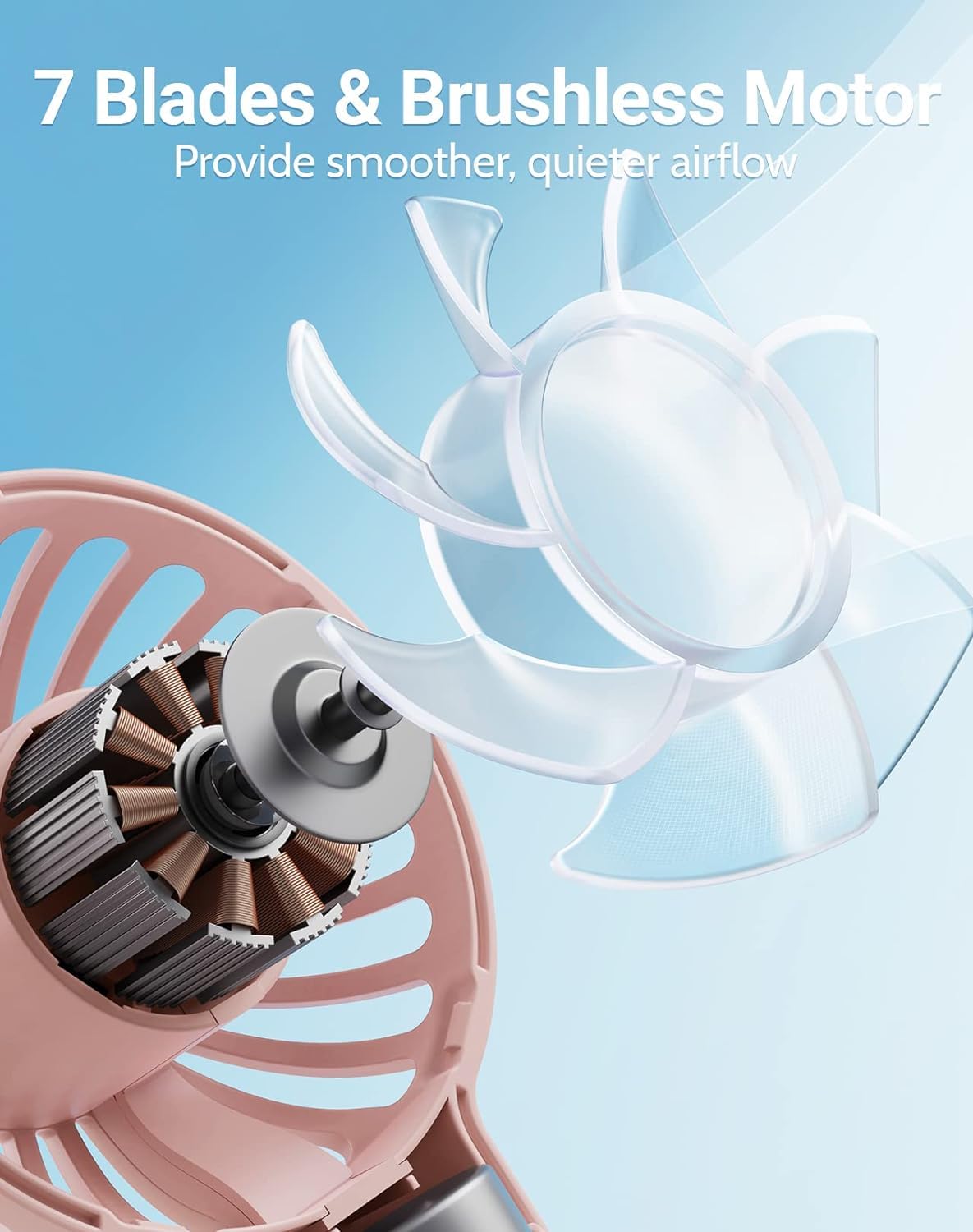 Mini Portable Handheld Fan Powerful Hand Fan Rechargeable, 3 Speeds Personal Small Hand Fan