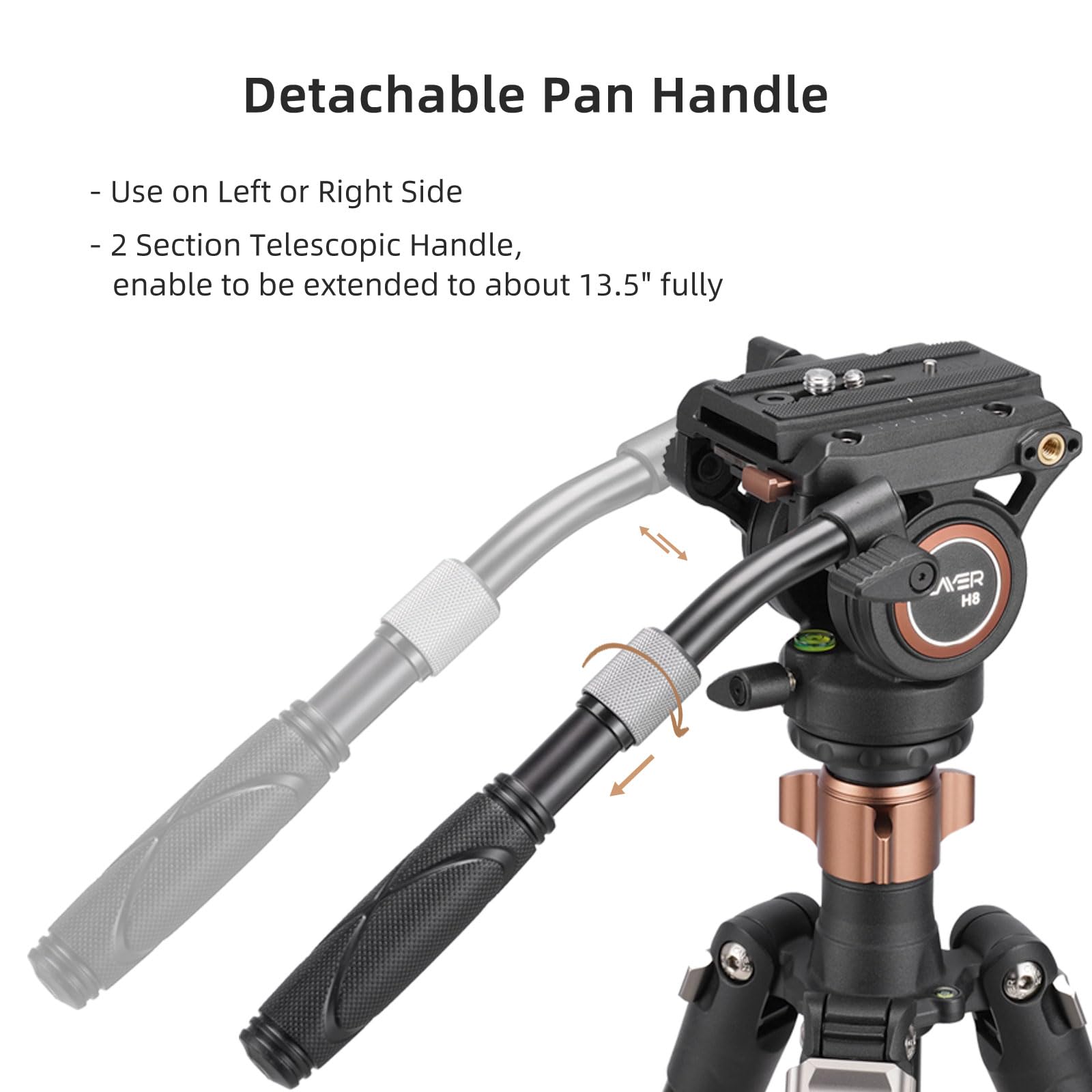 Cayer H8 Video Tripod Fluid Head, Metal Heavy Duty Drag Pan Head With 60 Mm Flate Base, Adjustable Pan Handle, Load Up To 13.2Ibs For Compact Video Camera Dslr Camera