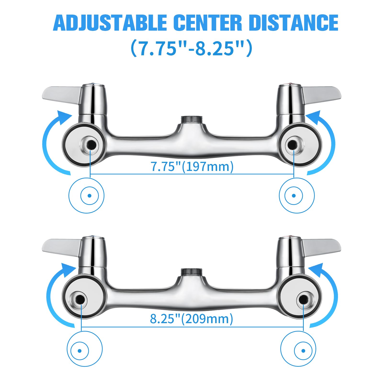 Aplwy Commercial Kitchen Faucet Wall Mount With Pre-Rinse Sprayer 26" Height 8 Inch Center Wall Mount Kitchen Sink Faucet With Pull Down Spray And 12" Add-On Spout