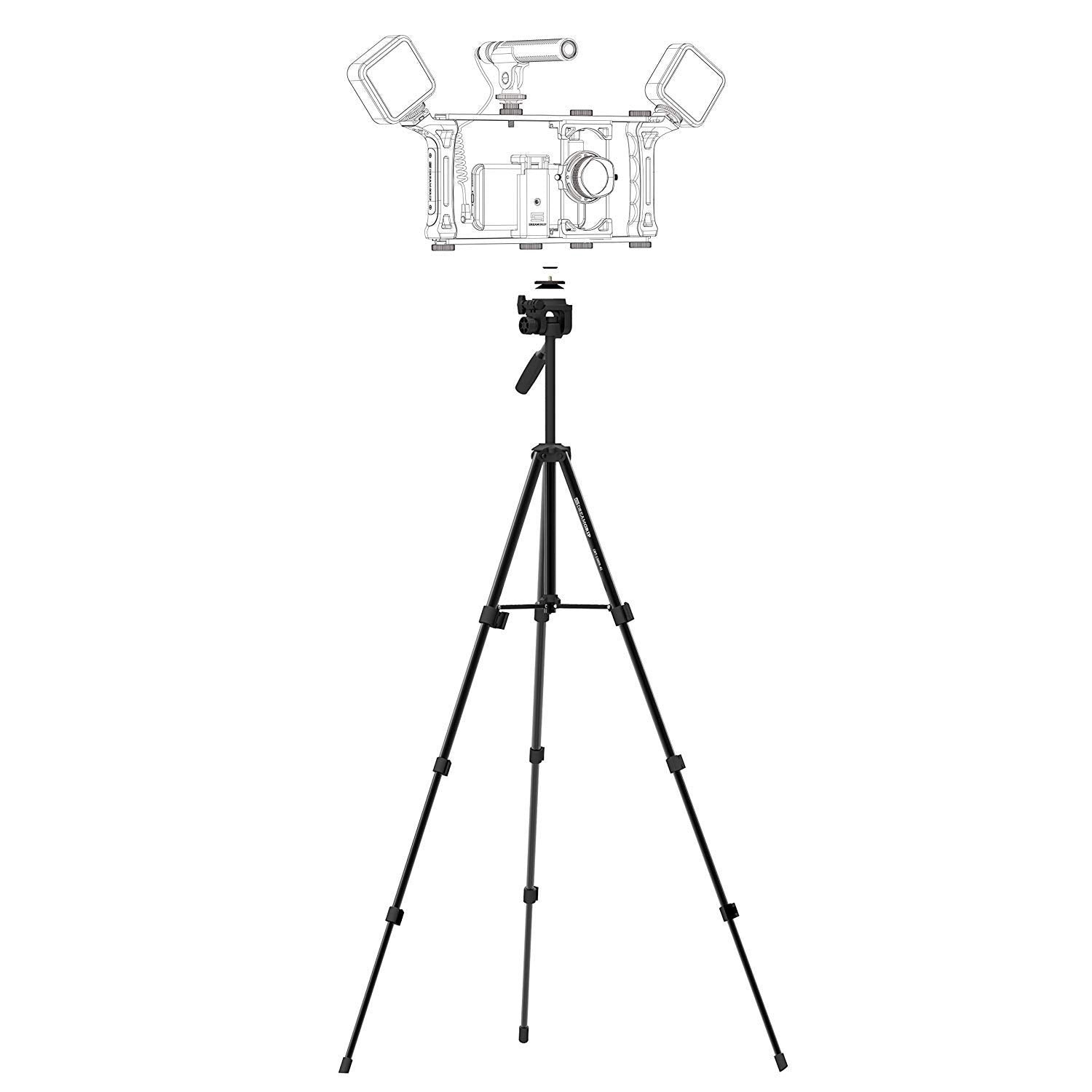 Dreamgrip Super Lightweight Video Tripod 136Ex-41 Universal Set With Original Track Connector For Mounting Rigs, Compatible For Any Smartphone (Iphone, Samsung, Pixel), And Any Action Camera Or Dslr