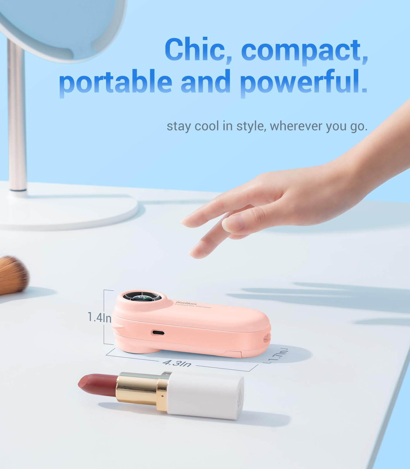 Handheld Portable Turbo Fan, 4000Mah Usb Rechargeable Pocket Fan, Up To 16 Hours, Hand Fan