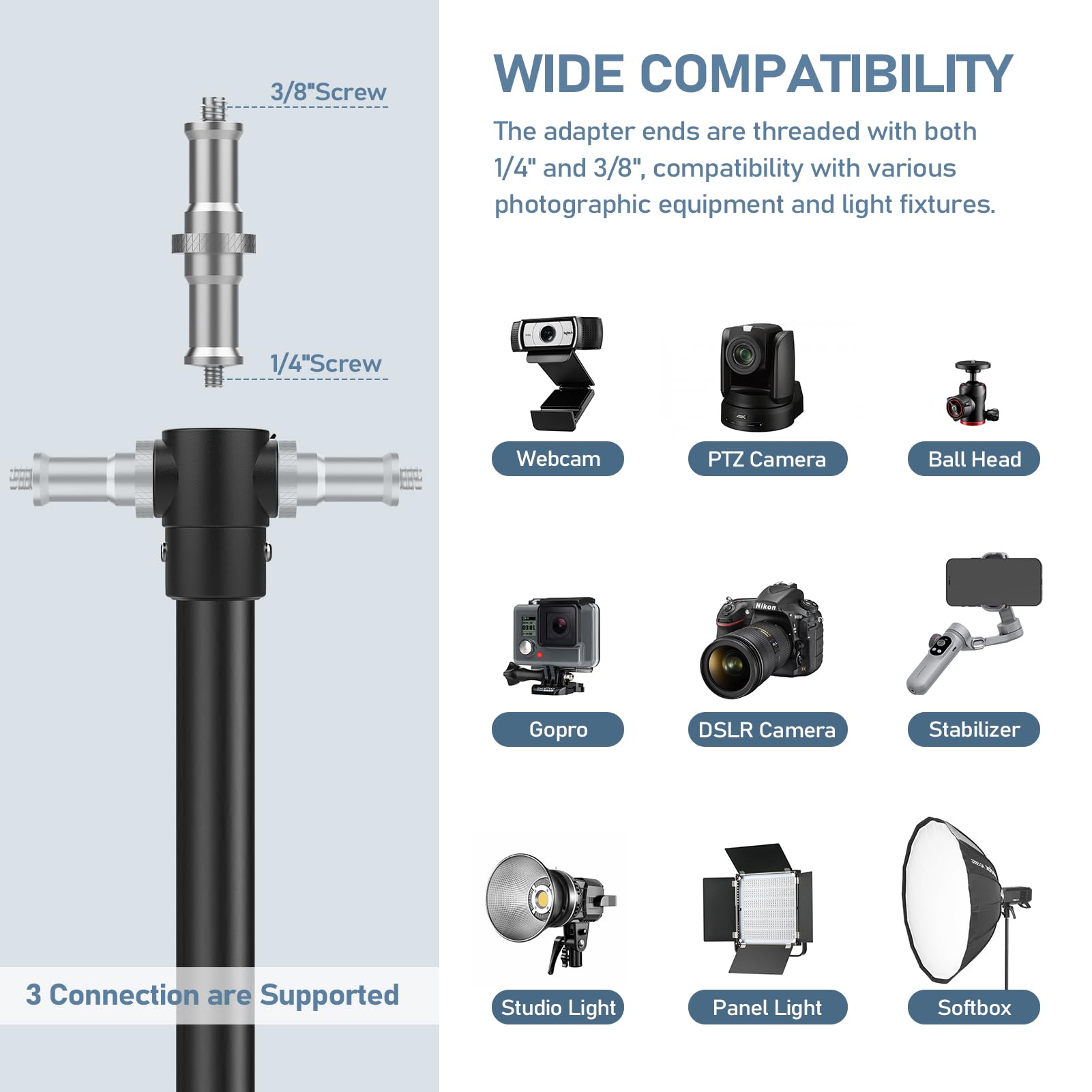 Sdfghj 13.1' Heavy Duty Light Stand Photography, 157.2In/4M Adjustable Metal Professional Sky High Tripod With Air Cushioned With 1/4"& 3/8" Screw Adapter Compatible With Most Dslr Cameras