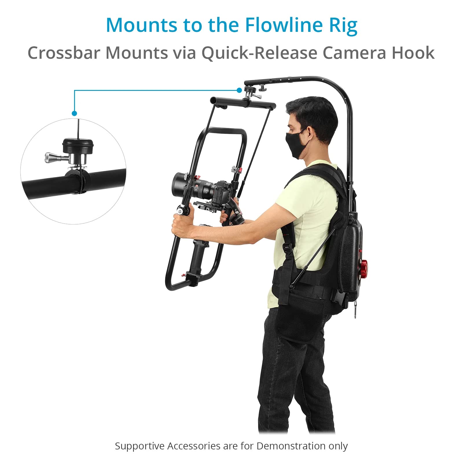 Flycam Flowline Camera Gimbal Tilt Control Kit For Flowline Rigs & Star Ring. 26.8" Crossbar For Flowline Top Bar. Tilt Range: Up To 90°. (Flcm-Fln-Tc)