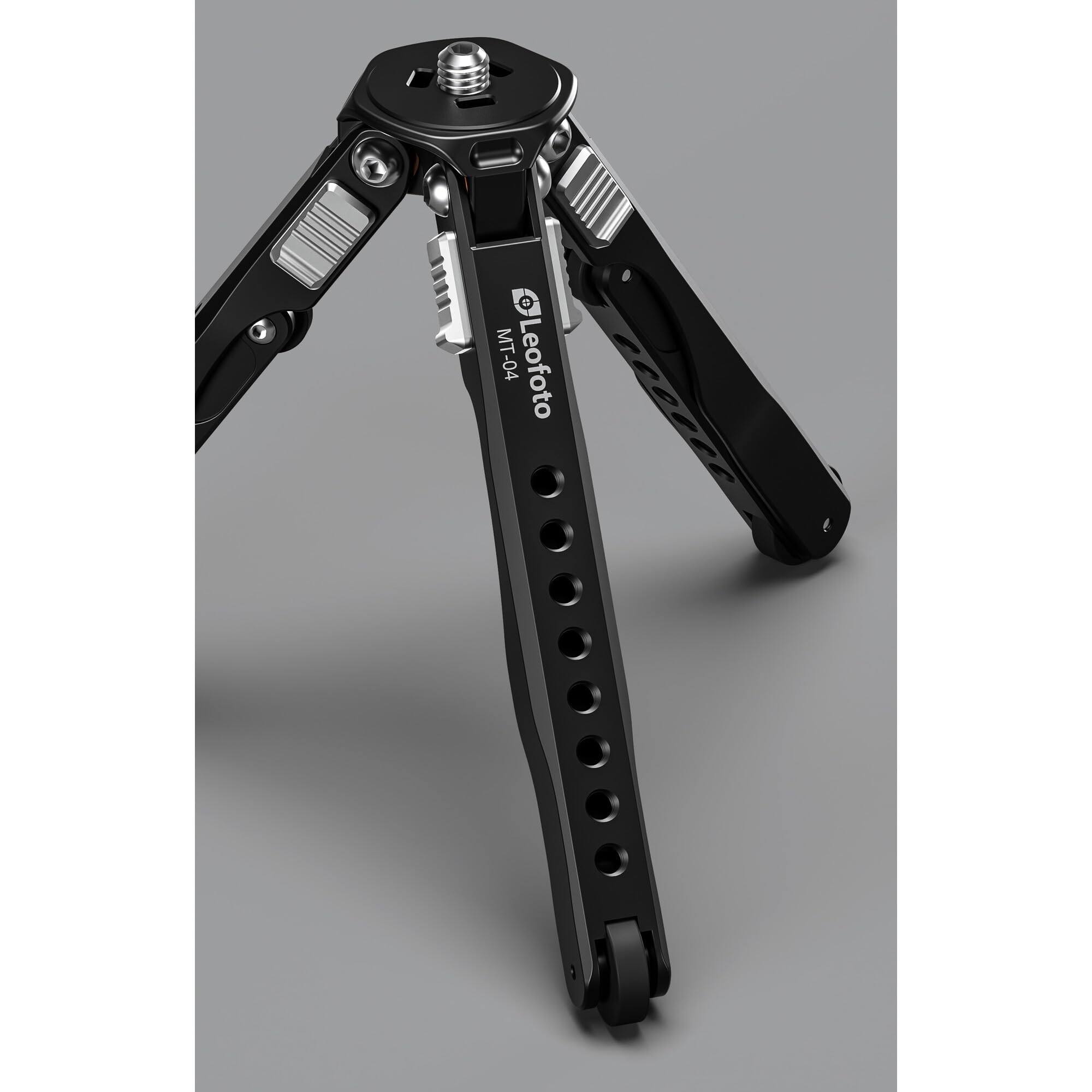 Leofoto Mt-04 Tabletop Tripod, Aluminum Mini Tripod, 3 Leg Sections, Foldable Leg, Portable And Compact, 1/4" Accessories Thread, 3/8" Mounting Stud (Mt-04)