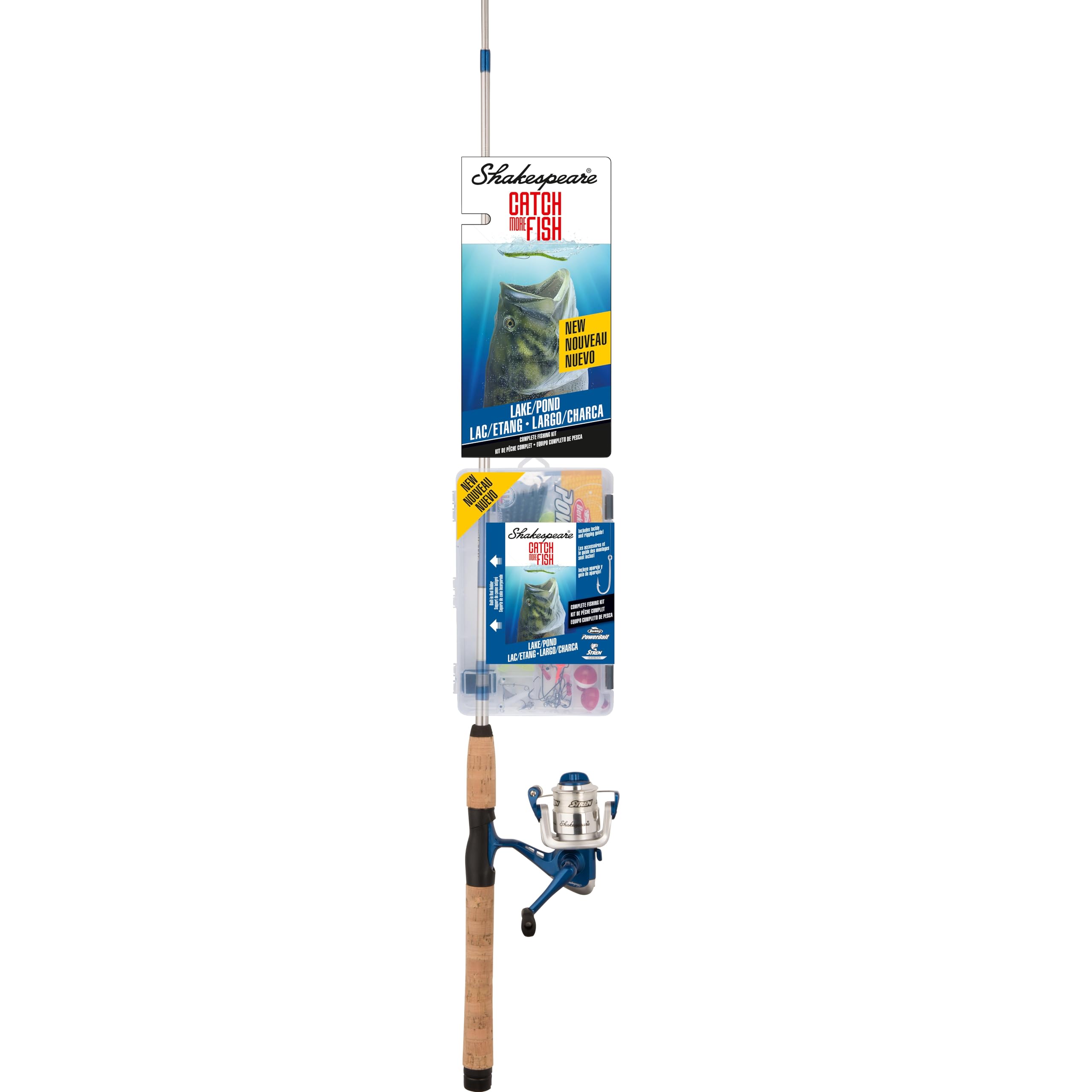 Shakespeare Catch More Fish Lake And Pond Spinning Fishing Combo, Includes Fishing Rod & Reel, Berkley Fishing Baits, Live Bait Tackle, Pre-Spooled With 6Lb Stren Line