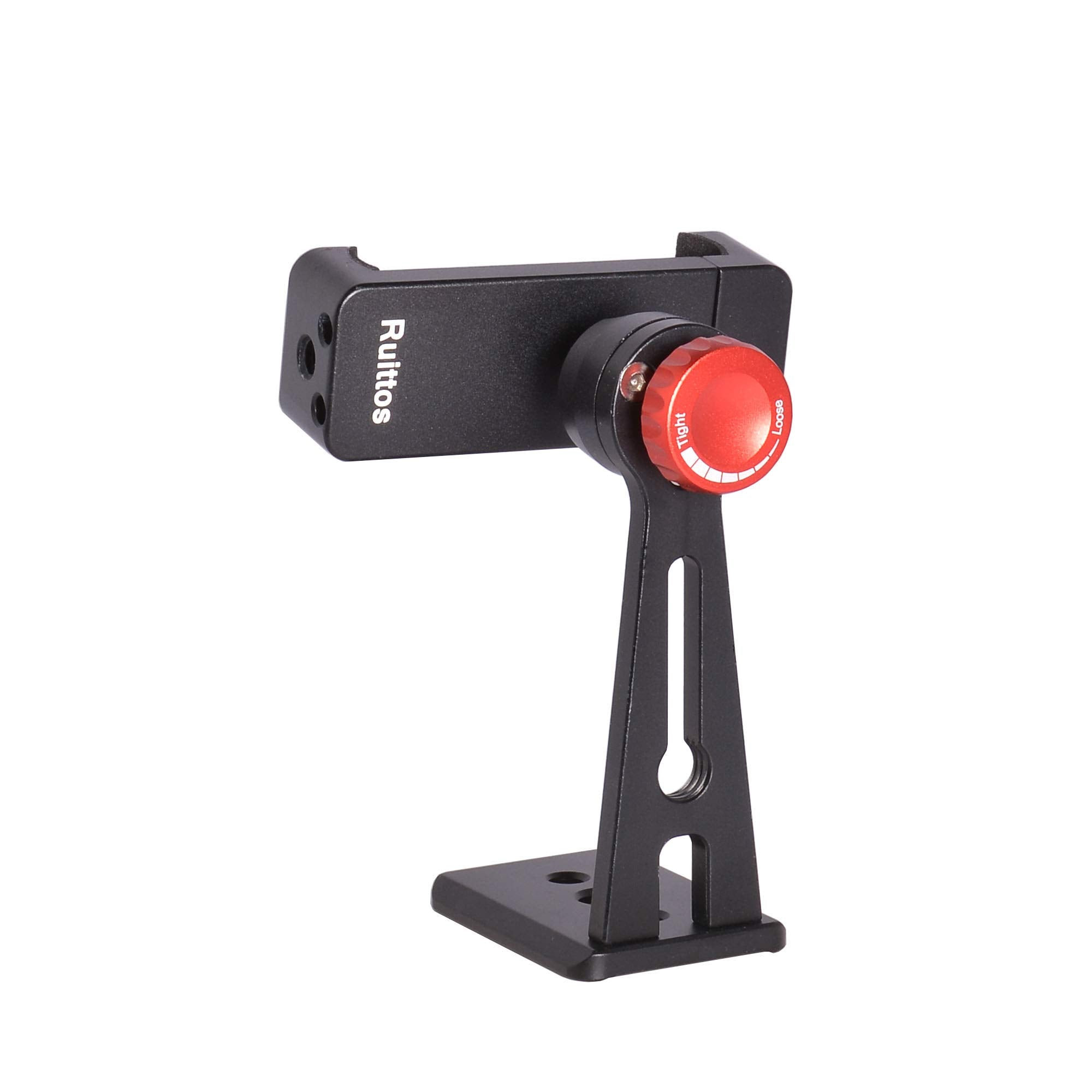 Ruittos Phone Holder For Tripod, Metal Cellphone Tripod Adapter 360 Degree Rotation Vertical Video Smartphone Bracket Clip Compatible With Iphone X Xs Xr 8 Samsung Galaxy S10 S9+ Huawei (Black C18)