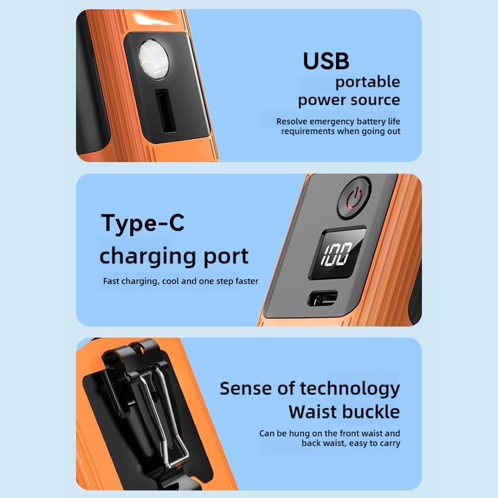 Portable Fan With Led Light, 10000Mah Rechargeable Battery, 5 Speeds Ultra-Strong Airflow Wearable