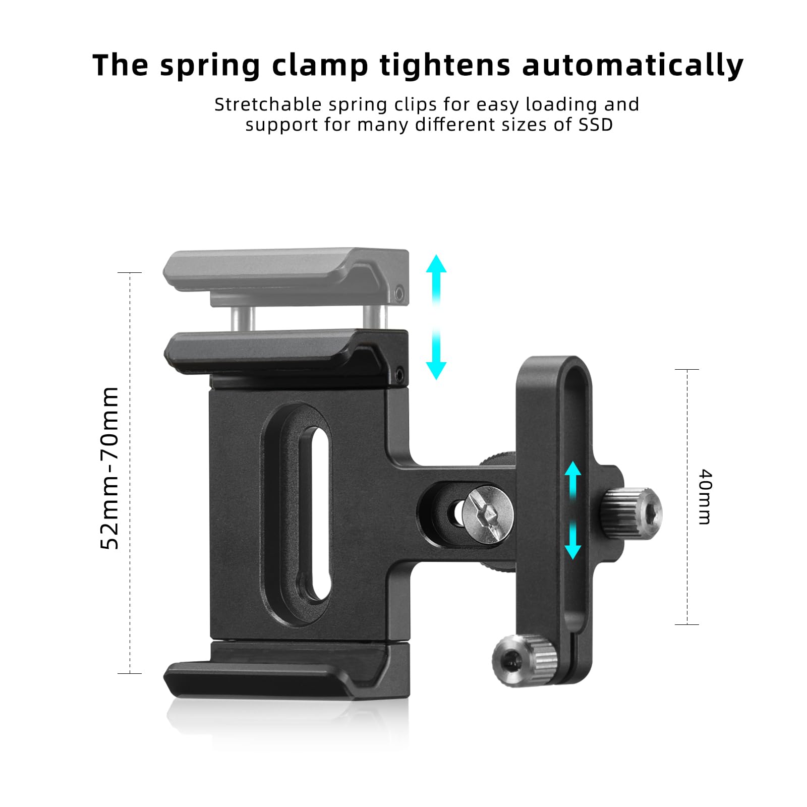 Fanaue Ssd Mount Bracket Ssd Holder With Cold Shoe Cable Clamp, 1.5"-2.1" For Samsung T5 T7 Ssd Sandisk Compatible With Bmpcc 4K /6K /6K Pro Camera Cage