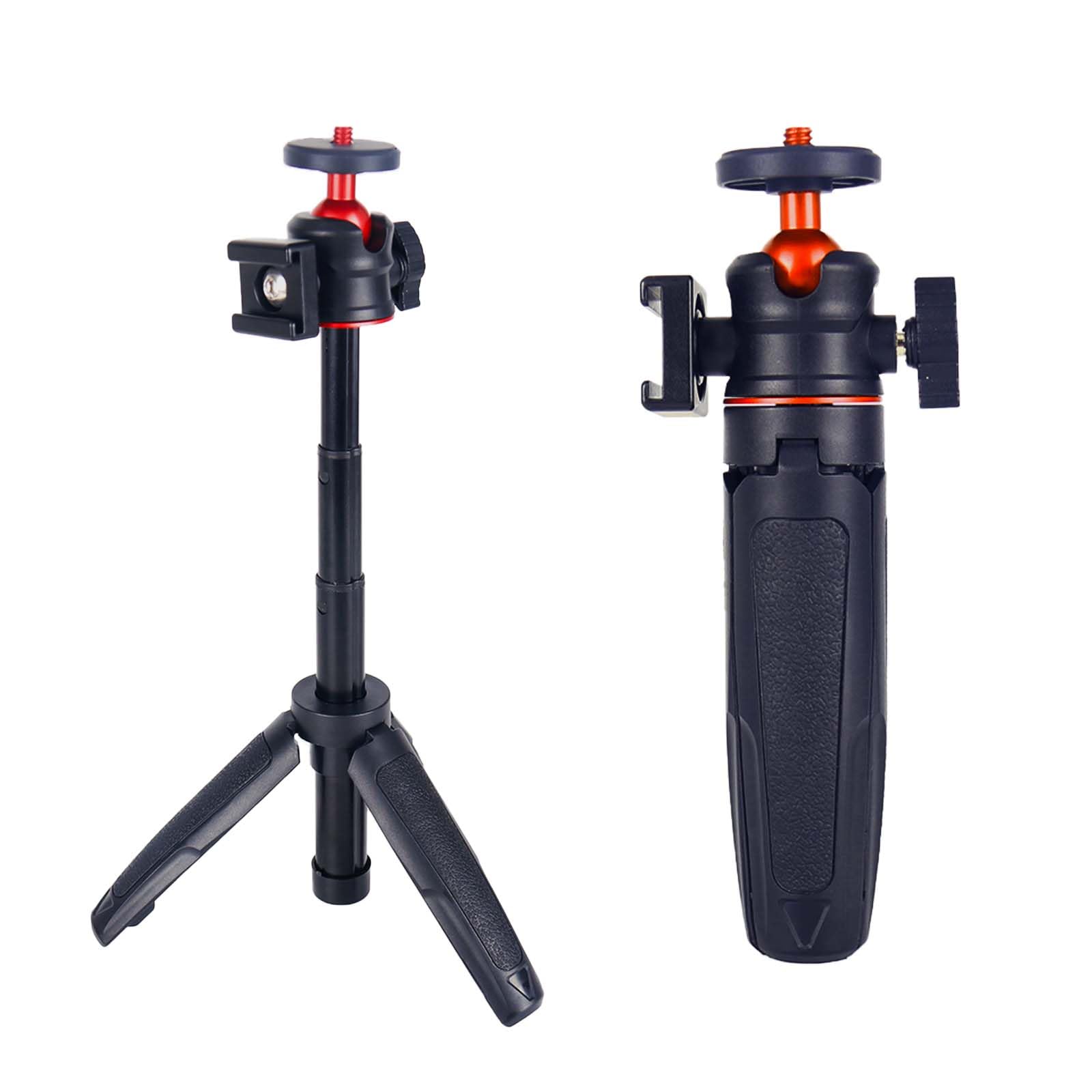 Loiezuir Mini Tripod Stick For Camera, 1/4" Screw Universal For Insta360/Sony/Canon/Nikon/Fujifilm Vlog Camera Extendable Camera Tripod 4 Levels Adjustment 360° Ball, Video Shooting Filming Table Stand (Black)