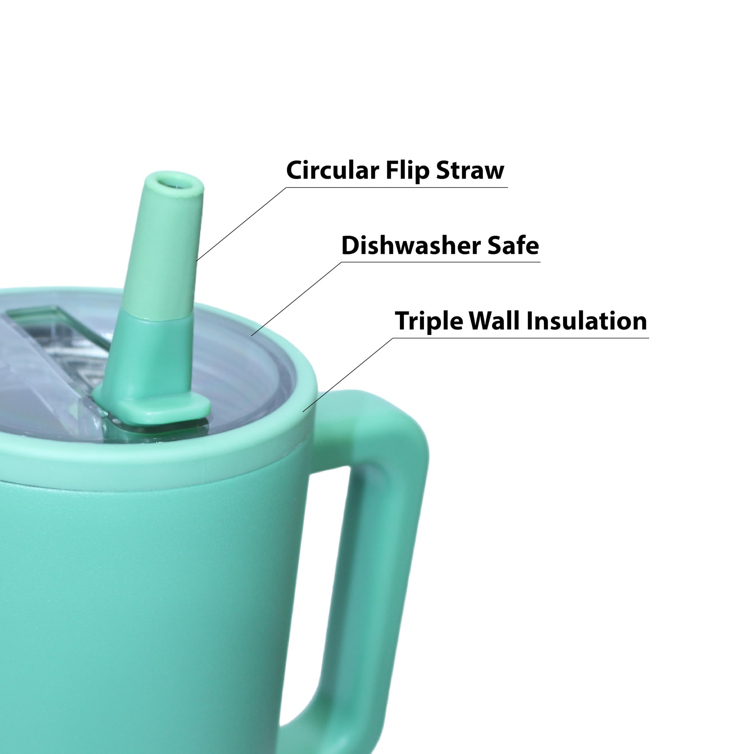 Traveler, 40 Oz Water Bottle With Handle & Flip Straw 100% Leak Proof Reusable Insulated Tumbler