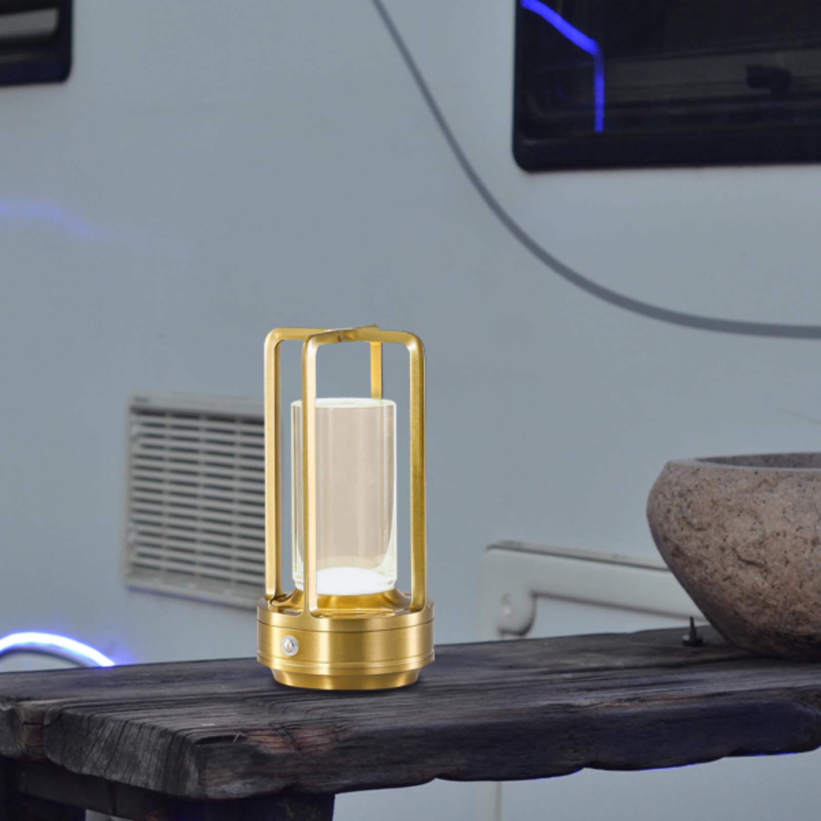 Wibota Crystal Table Lamp For Indoor And Outdoor, Rechargeable Cordless Lamp, 3-Colour 4000Mah Dimming Battery Powered Small Desk Lamp, Restaurant/Bedroom/Bar/Coffee Shop/Camping Light/Nightlight-Gold