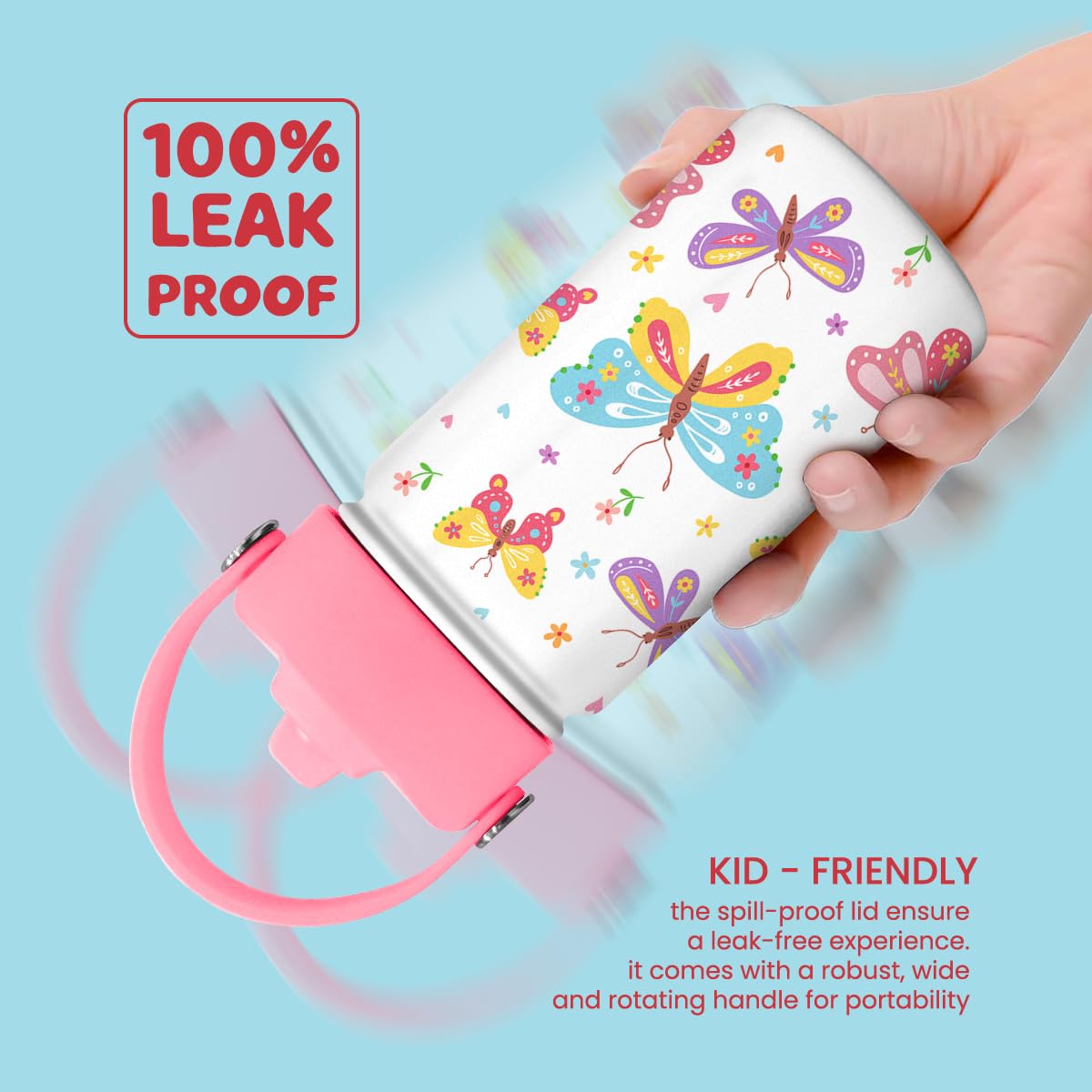 Kids Water Bottle With Straw Lid - 12 Oz Insulated Stainless Steel Water Bottles