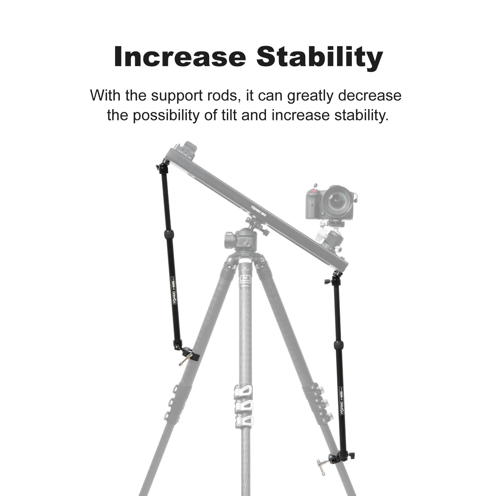 Toprig Accsoon Camera Slider Support Arm Stabilizer, Adjustable Tripod Stability Arm For Increasing Stability With C Clamps, 360 Degrees Rotation Compatible With S60 Camera Slider (2-Pack)