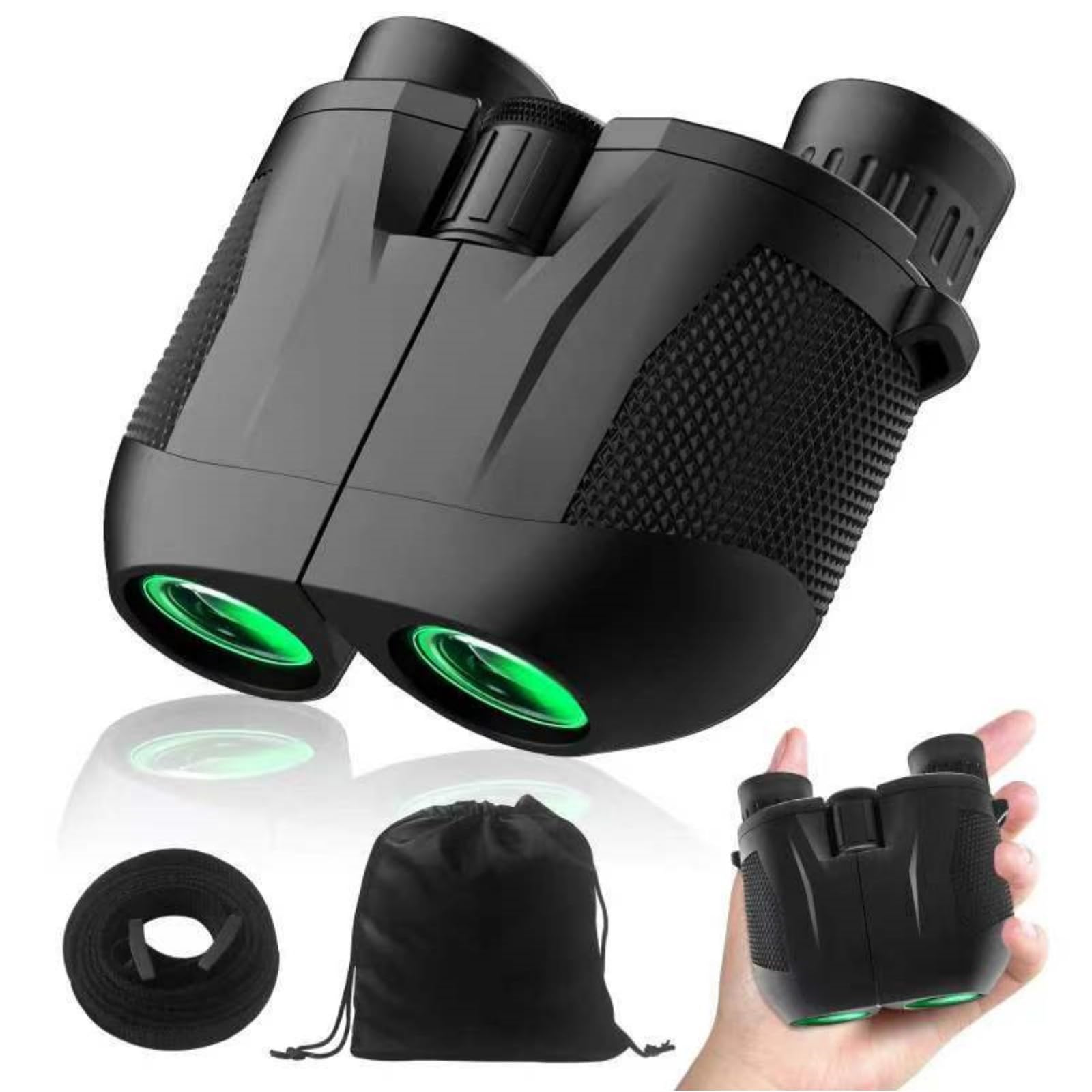 Kenpiko Binoculars For Adults And Kids,10X25 Compact Binoculars, High Powered Travel Waterproof For Bird Watching, Hiking, Cruise And Hunting,  For Adults Teens Friends