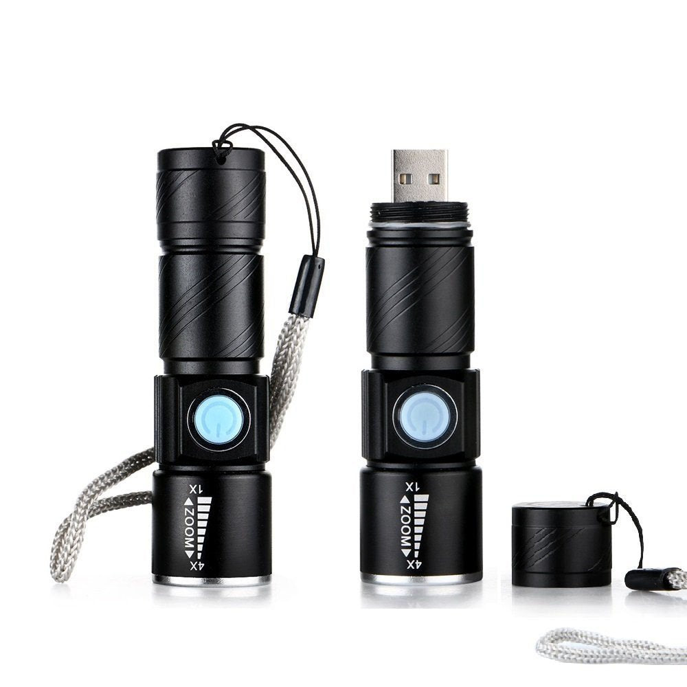 Xy Zone Wreow Mini Usb Rechargeable Flashlight Led Flashlights 3 Light Modes And Zoomable, Ip65 Water-Resistant Super Bright Pocket Torch Light For Camping, Hiking, Emergency, Edc (2 Pack)