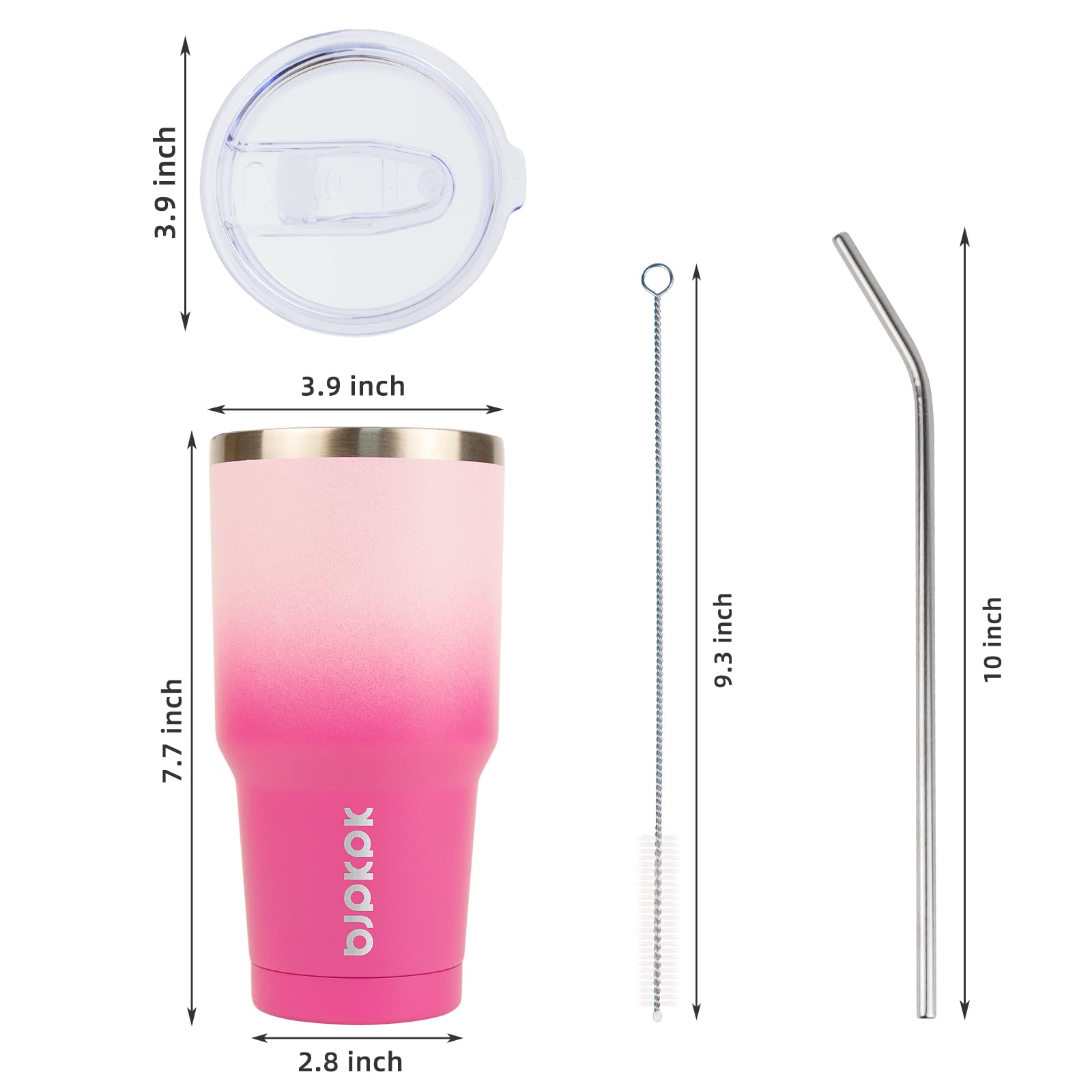 Bjpkpk 30 Oz Tumbler With Lid And Straw Travel Coffee Mug Stainless Steel Insulated Thermal Tumbler