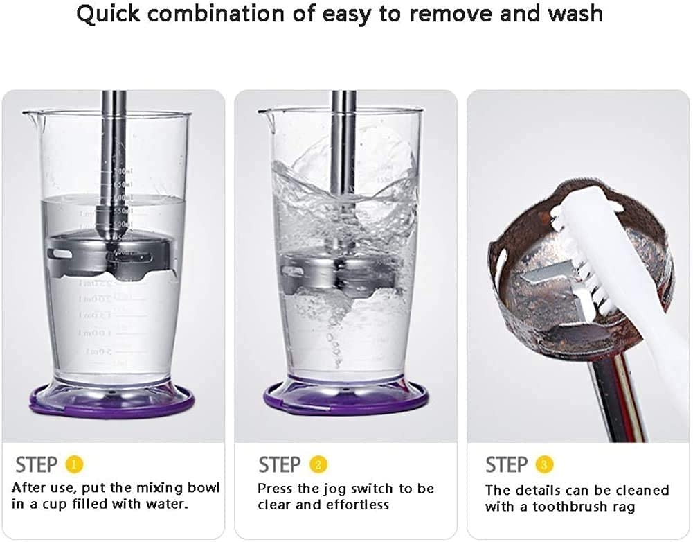 Kaabeto Multifunction Hand Blender, 3-In-1 Stainless Steel Stick Hand-Held Blender Set Continuously Variable Speeds With Food Chopper, Beaker, Egg Whisk, 600W