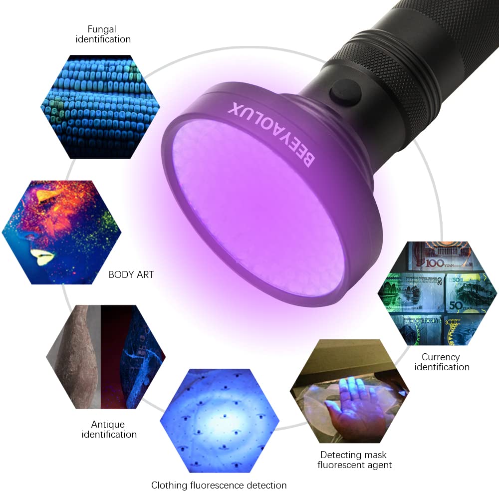 Beeyaolux Uv Black Light Flashlight, 100 Led #1 Uv Light For Home & Hotel Inspection, Pet Urine & Stains - Ultra Intensity 18W 385-395Nm Leds Spot Counterfeit Money, Leaks, Fissure,Scorpions