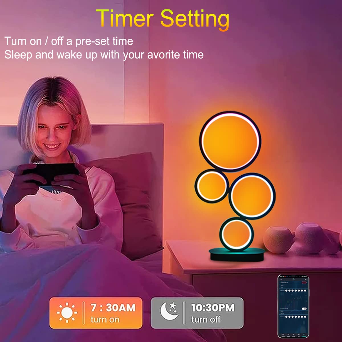 Besketie Modern Rgb Table Lamp, Smart Led Table Lamps With Remote App Control, Dimmable Nightstand Lamp For Bedroom, Rgb Bedside Lamps With Music 16 Millions Lighting Modes For Living Room - Black