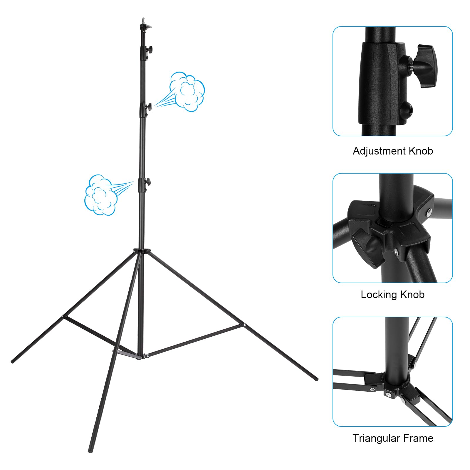 Gltire [20' Heavy Duty] Ultra High Camera Sports Tripod Air Mattress Telescopic Aluminum Alloy Light Stand 1/4 "& 3/8" Screw Adapter, Professional Sky High Tripod