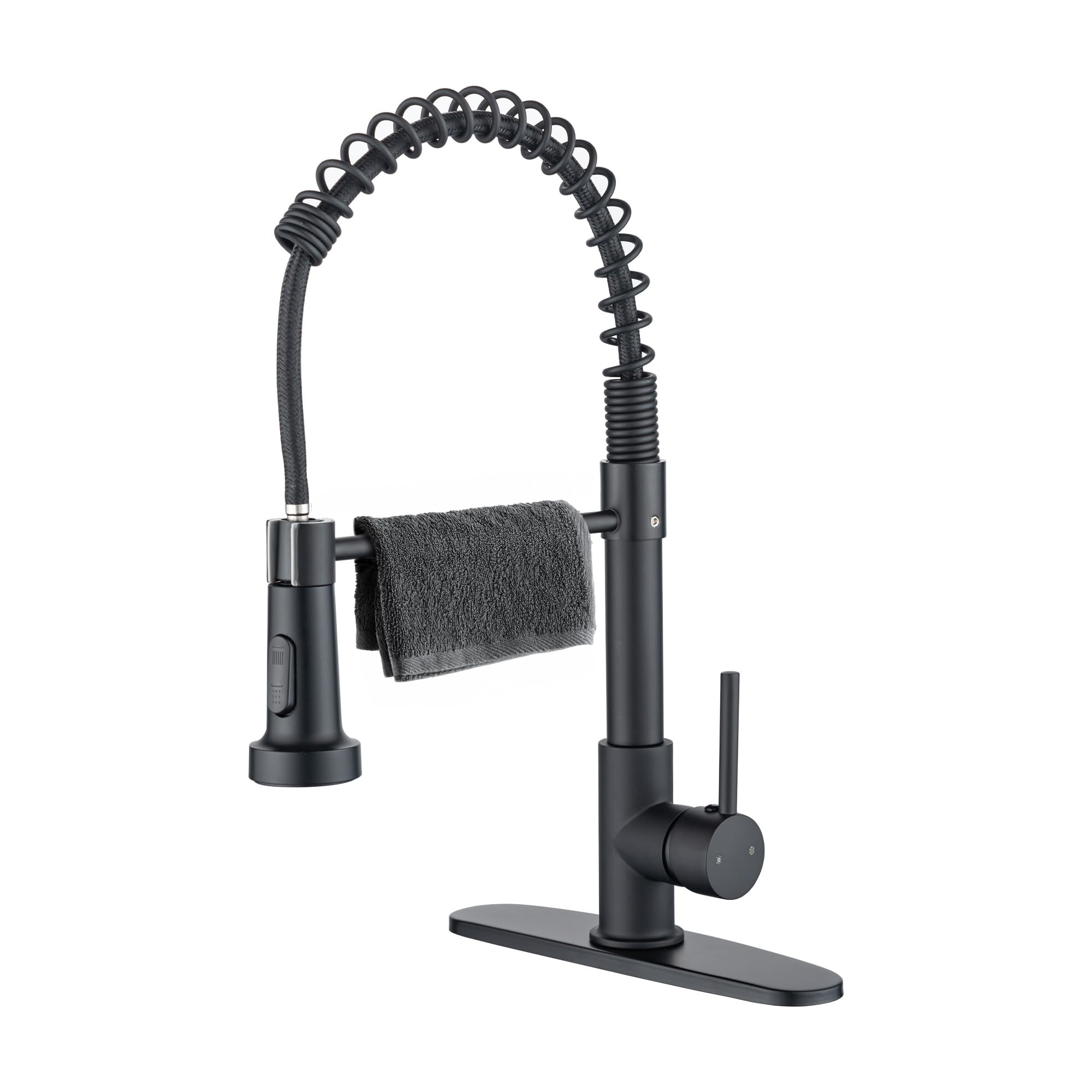 Jafeton Durable Kitchen Faucet With Pull Down Sprayer, Temperature Control 360° Rotatable Commercial Kitchen Sink Faucets Single Handle Spring Laundry Camper Utility Wet Bar Sinks