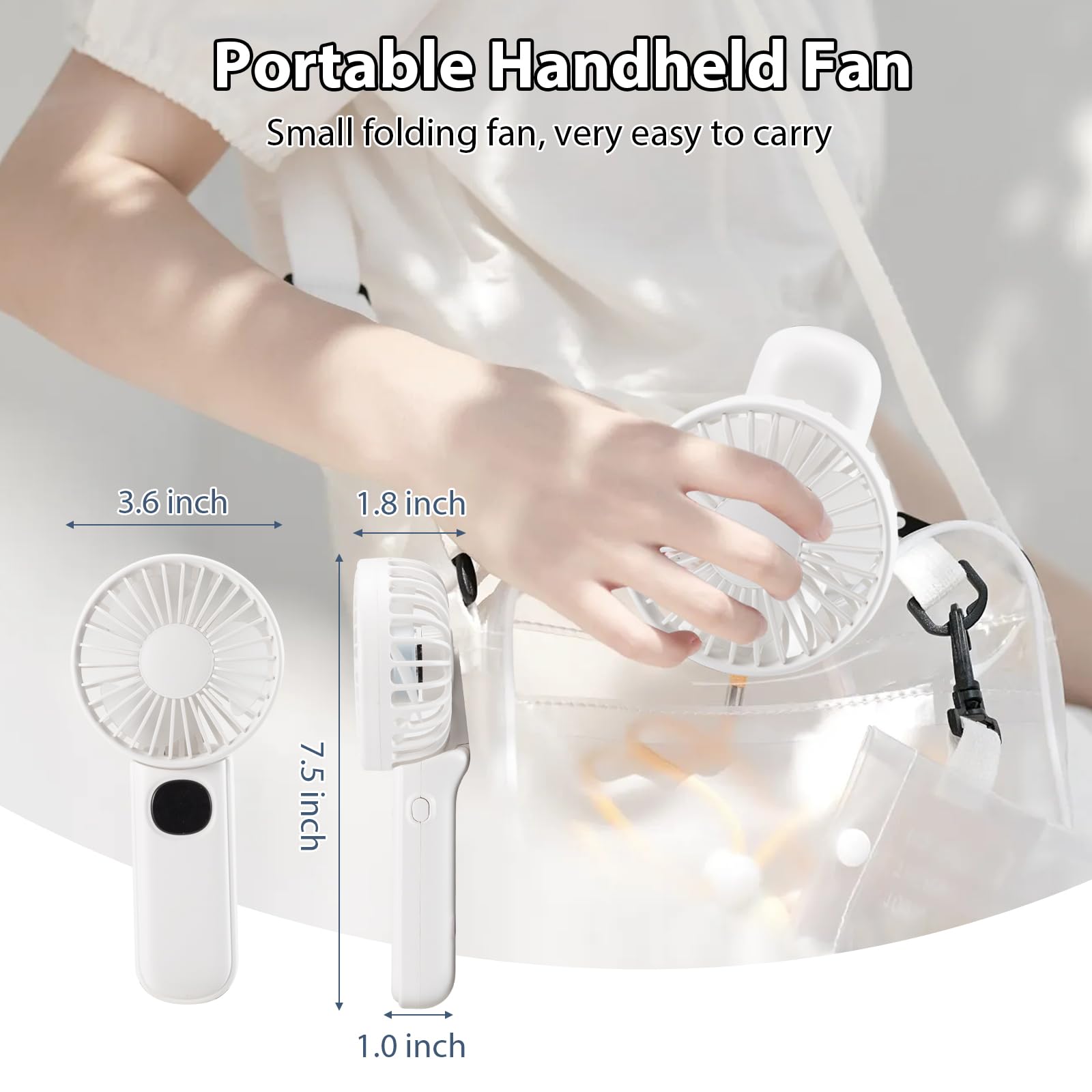 Mini Fan Handheld, Handheld/Neck/Desk 3 In 1 Rechargeable Small Portable For Travel, 2400Mah Battery