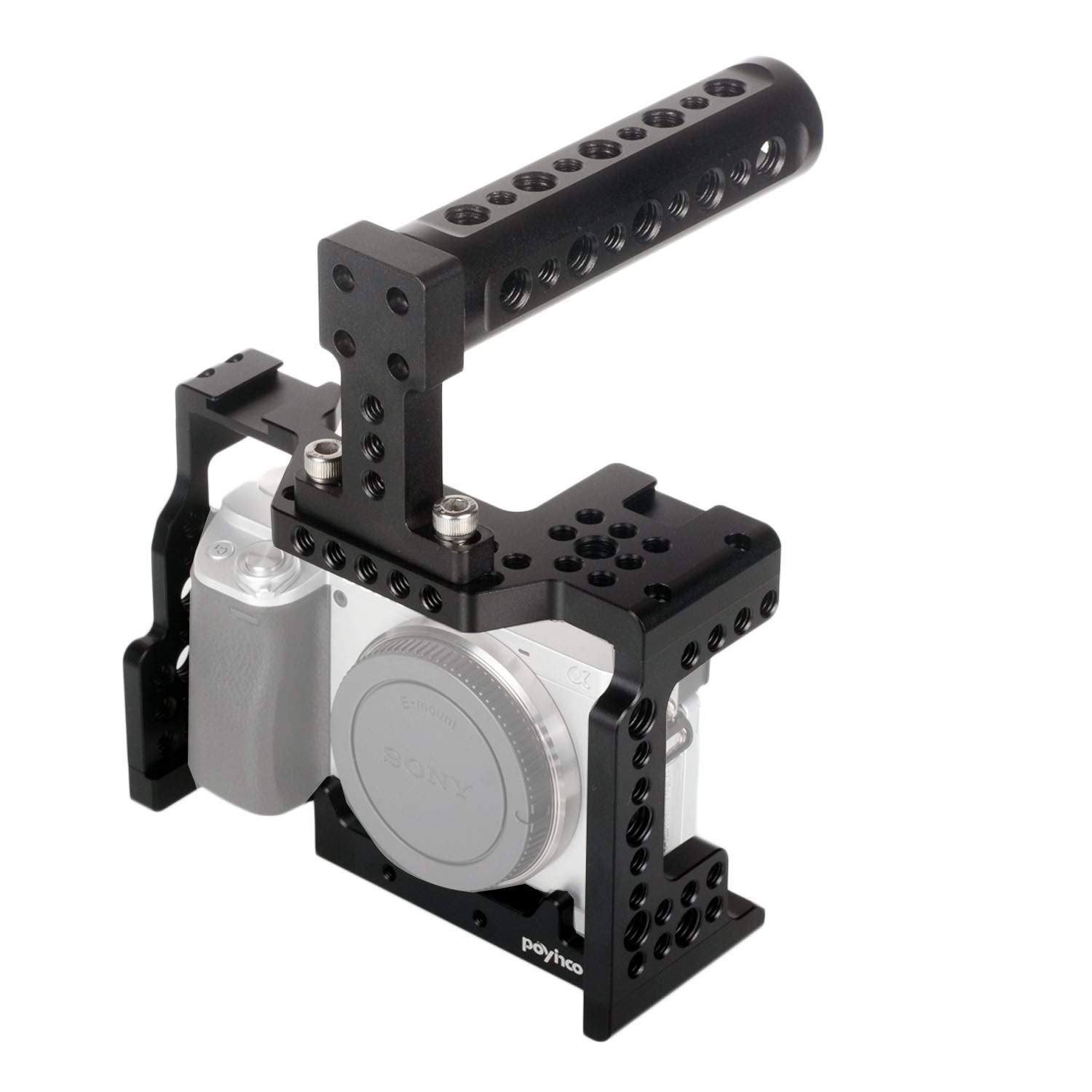 Poyinco Camera Cage Kit For Sony A7 Ii/A7 Iii/A7 Sii/A7M3/A7 Rii/A7 Riii With Cold Shoe Mounts，Top Handle，Threaded Holes For Professional