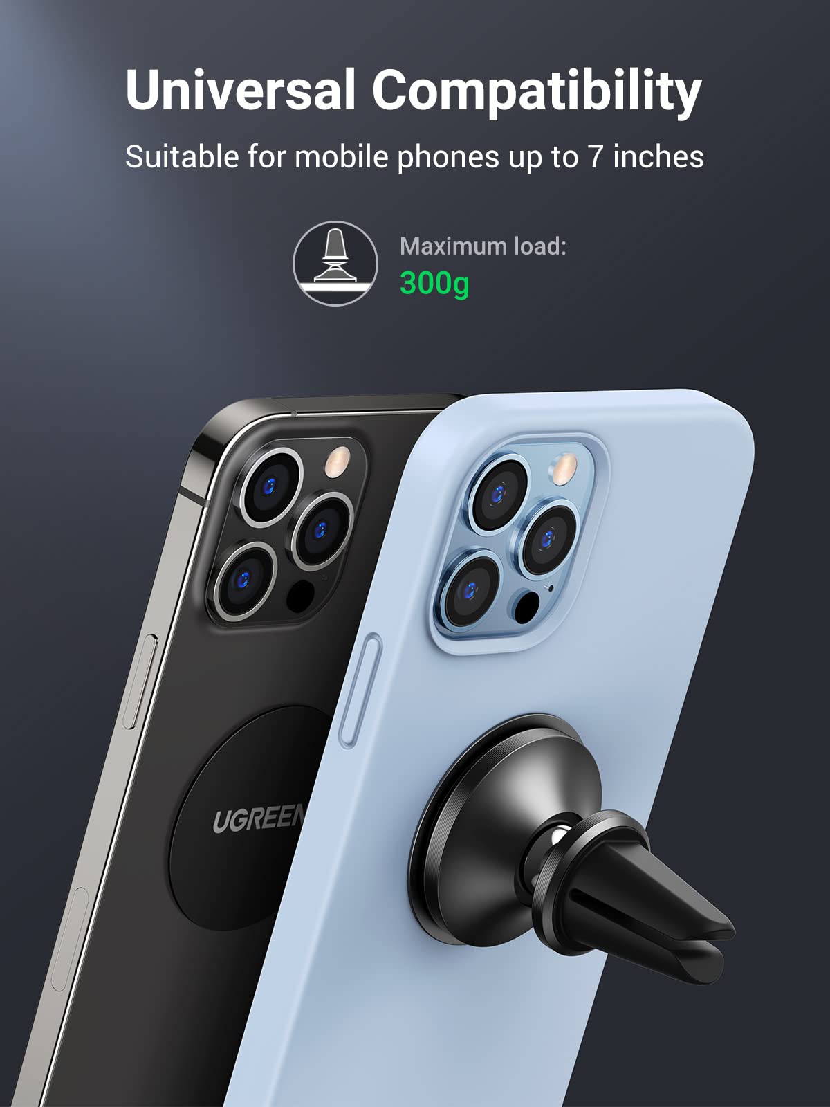 Ugreen Magnetic Phone Holder For Car Strong Magnet Cell Phone Mount Air Vent Compatible With Iphone 16 15 14 13 Pro Max Mini, Iphone 12 11 Plus Se Xs Xr 8 7 Smartphone, Black