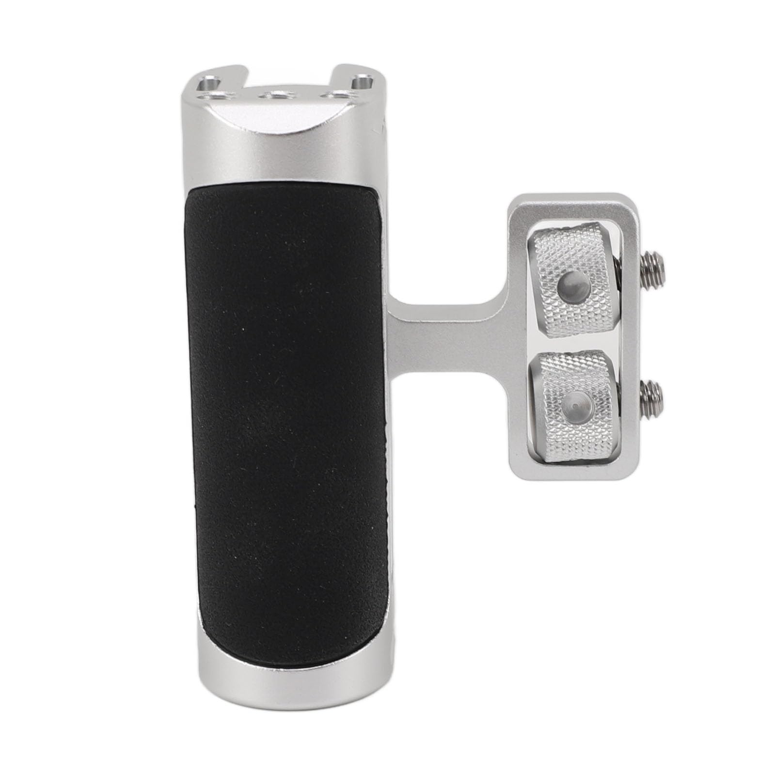 Ashata Mini Side Handle Handgrip, Camera Cage Side Handle, Aluminum Alloy Silicone Universal Up And Down Adjustable Handle Grip With 1/4 Screw Cold Shoe Mount For Photography (Silver)