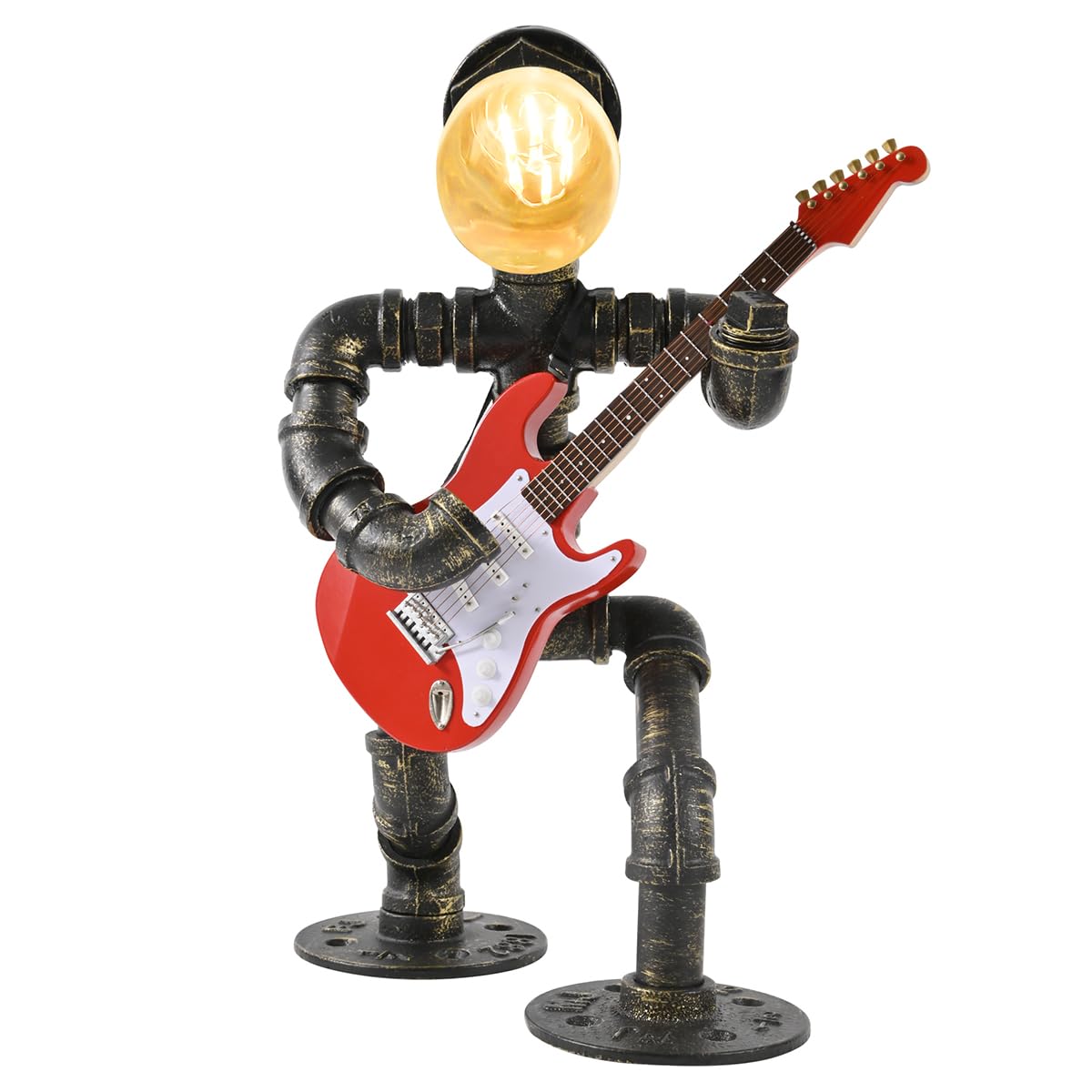 Efaycrr Steampunk Table Lamp With Mini Electric Guitar, Cool For Music Lovers, Creative Steampunk Lamp Electric Guitar Table Lamp Decor Retro Light Industrial Robot Light