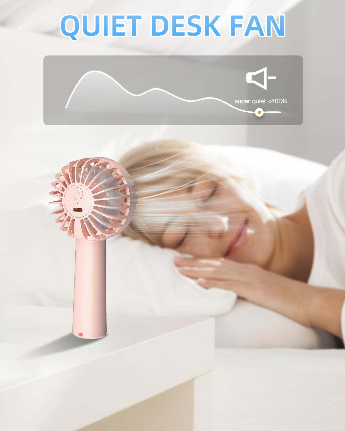 Handheld Fan, Portable Mini Fan 3 Speeds, 1800Mah Personal Small Hand Fans Battery Operated