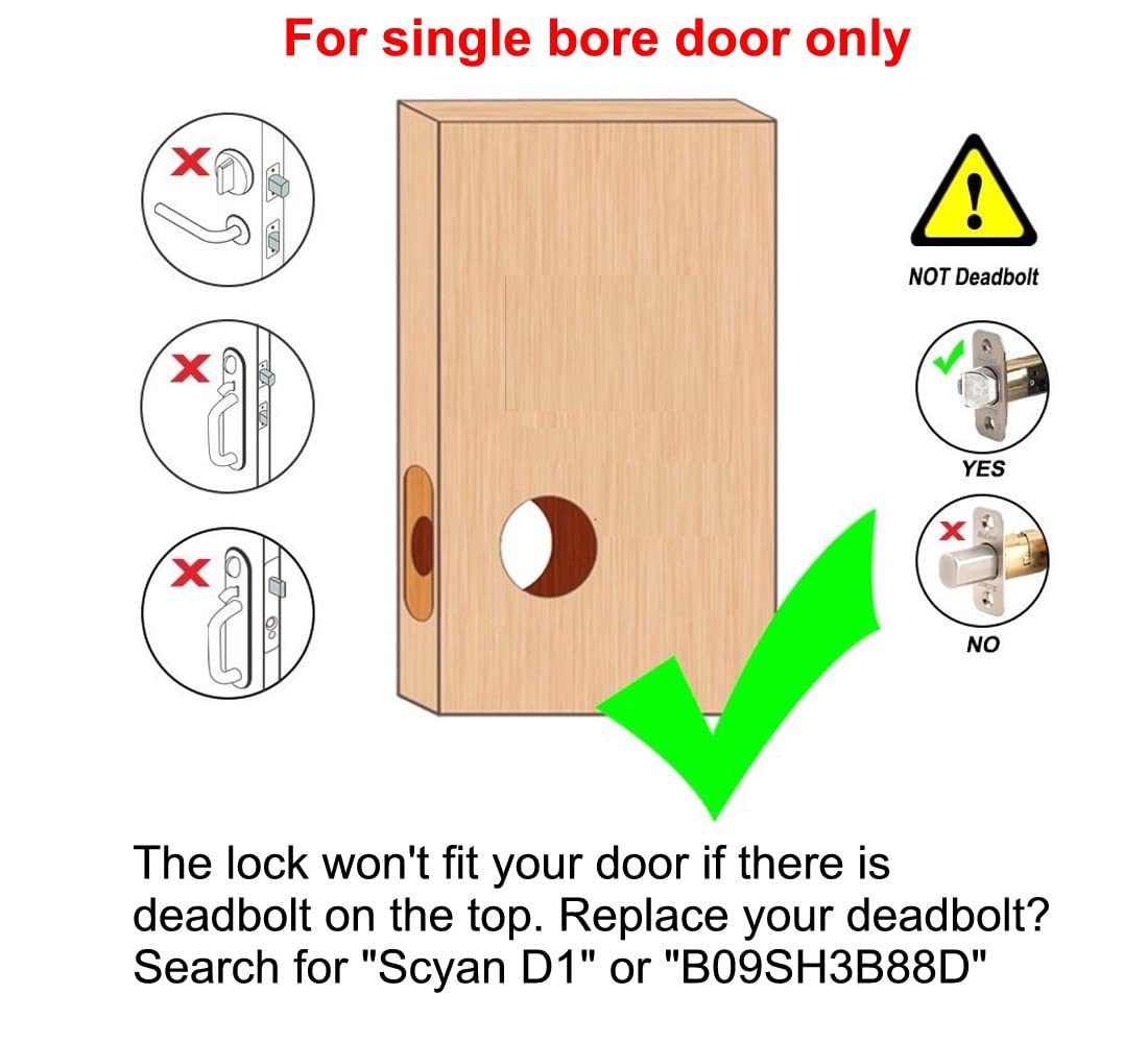 Scyan Smart Door Lock, Keyless Entry Door Lock, X2 Handle Lock With Touchscreen Keypad Access, Auto Locking, For Home, Airbnb Rental House, Satin Nickel