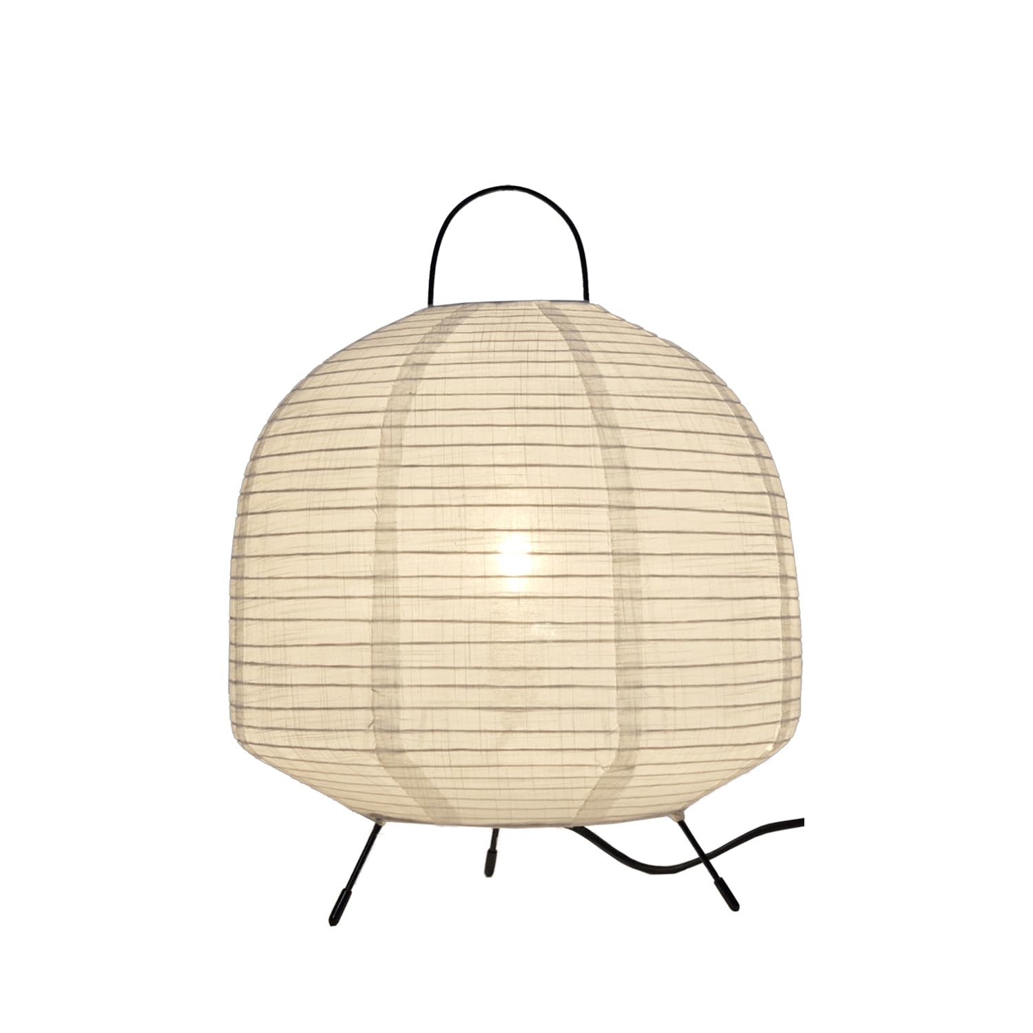 Methedeeco Handmade Linen Cotton Blend Semi Sphere Table Lamp Lantern Minimalism White Round Bedside Night Light Japans Chinese Lantern Lamp For Kids Room,Bedroom,Dormitory Office Desk Stand Light