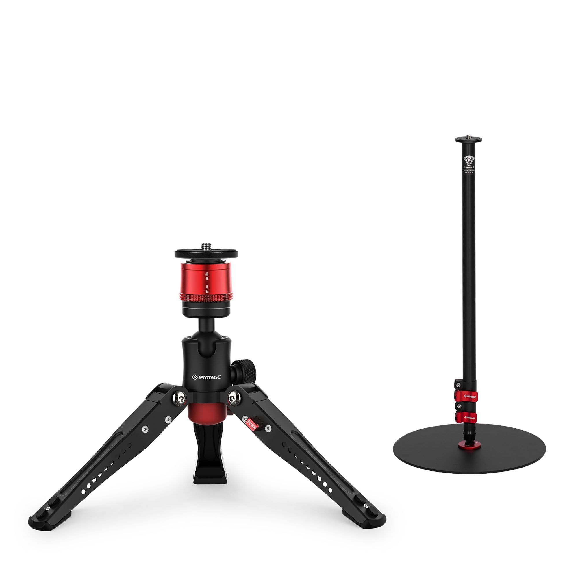 Ifootage Mini Tripod For Camera And Round Base Monopod, Professional Tabletop Tripod With Pedal For Photography, Aluminum Camera Monopod With Round Base Monopod, Base