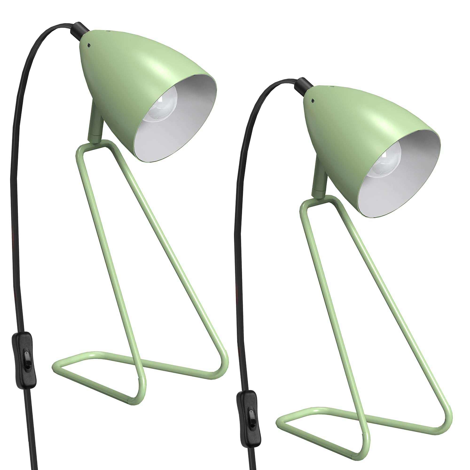 Partphoner Table Lamp Set Of 2, 350°Rotatable Small Desk Lamp, Modern Green Reading Bedside Lamps, Suitable For Study, Bedroom, Office, Dorm, Children'S Room, 2 Bulbs Included
