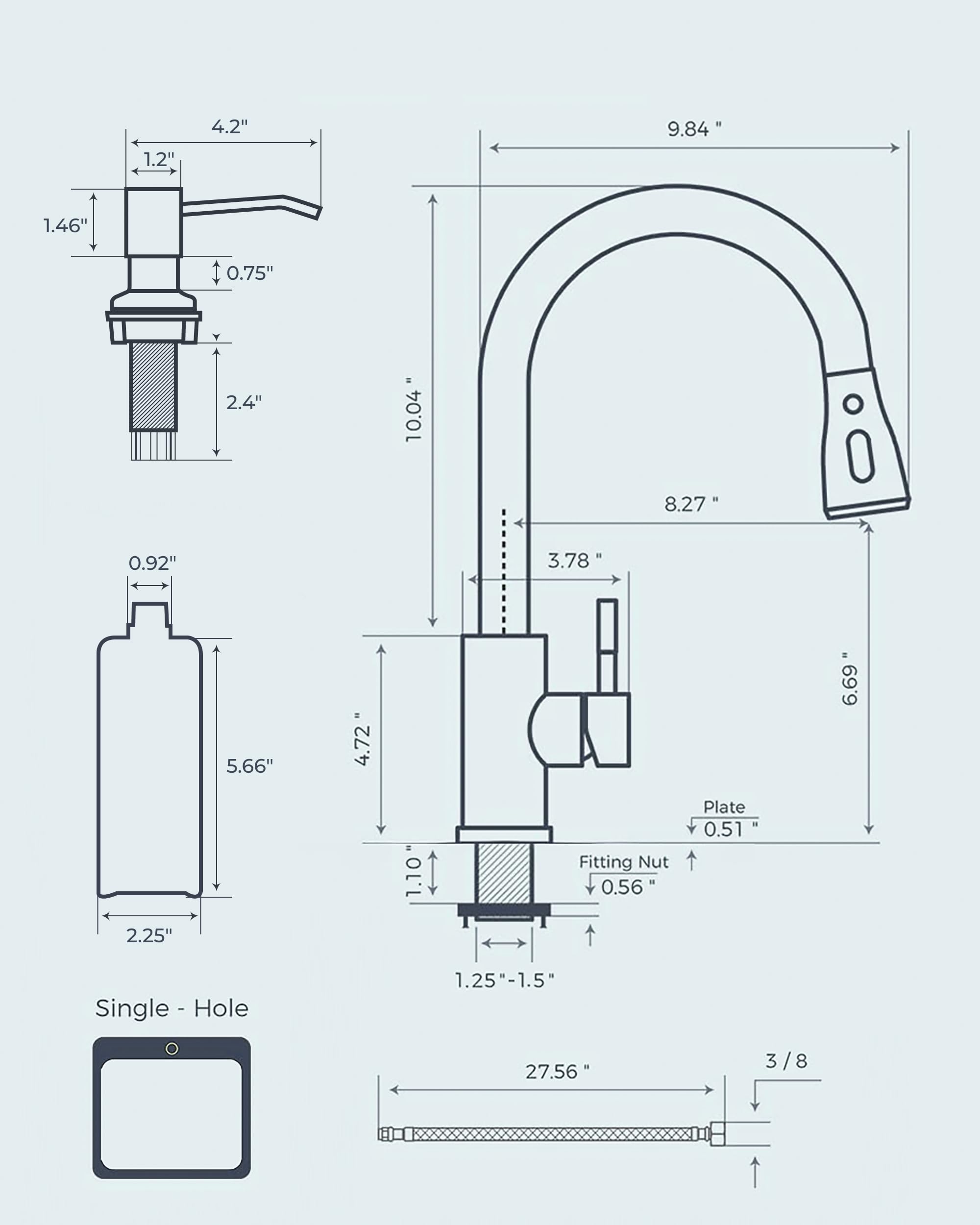 Forious Black Kitchen Faucet With Soap Dispenser And Pull Down Sprayer, High Arc Single Handle Classic 3 Modes Stainless Steel Faucet For Kitchen Sink Farmhouse Rv Bar Laundry Camper