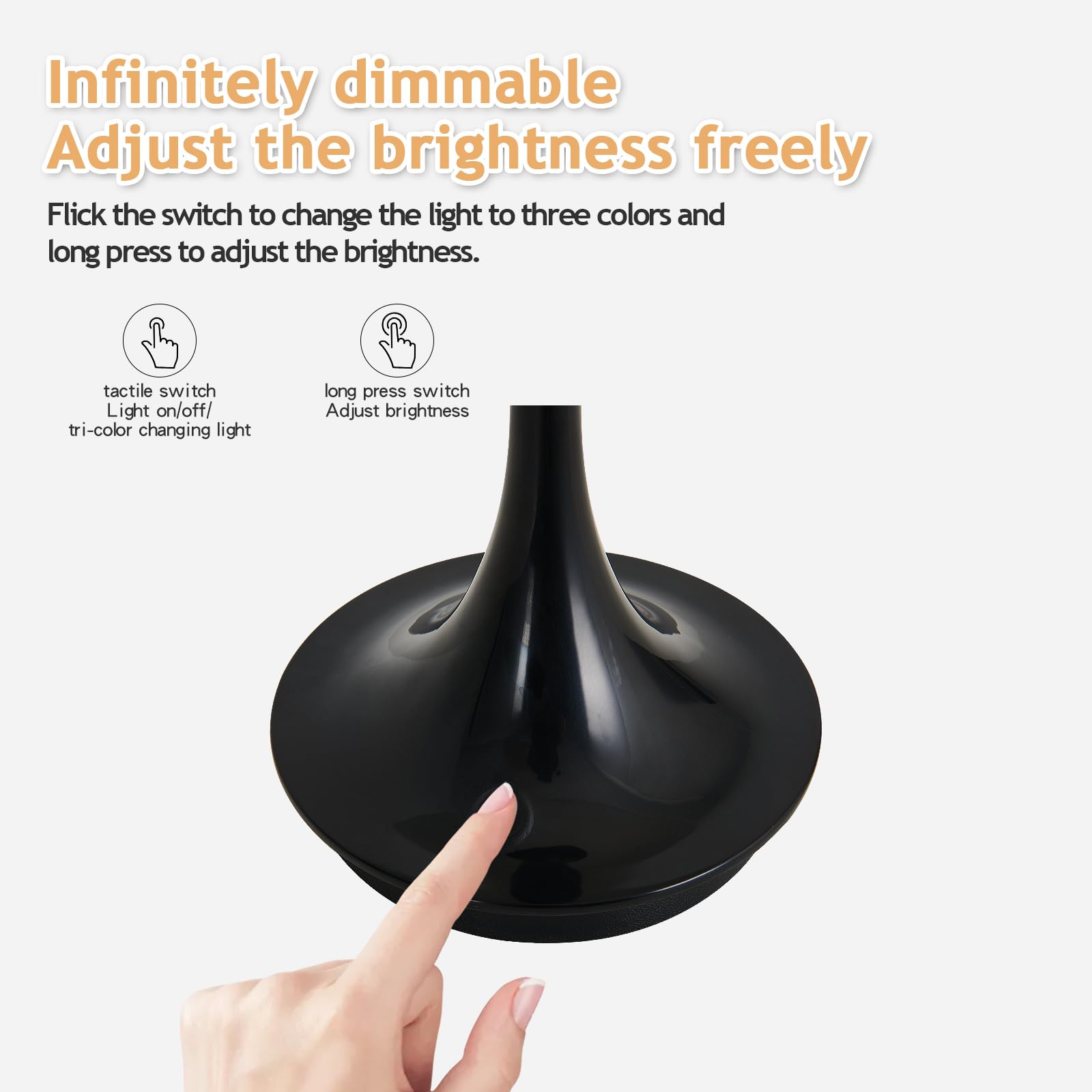 Fivootvi 2 Pack Rechargeable Table Lamp Set Of 2 Portable Battery Operated Beside Lampblack Dimmable Led Cordless Night Light For Bedroom Dining Room Kitchen Office