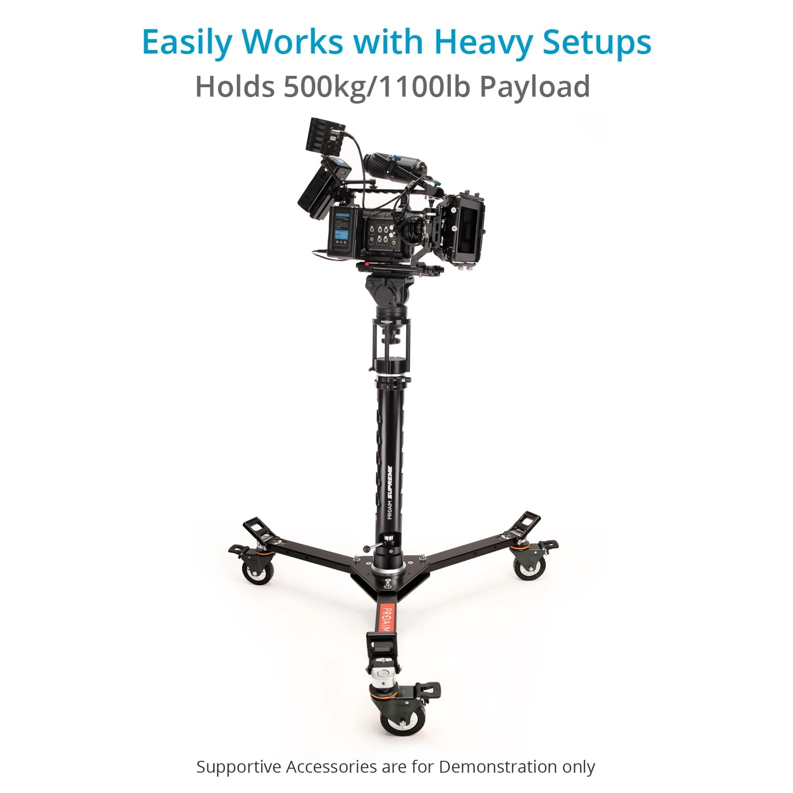 Proaim Lineo Portable Video Camera Floor Dolly. Heavy-Duty Professional Studio Dolly. Payload Up To 500Kg/1100Lb (P-Prt-D)