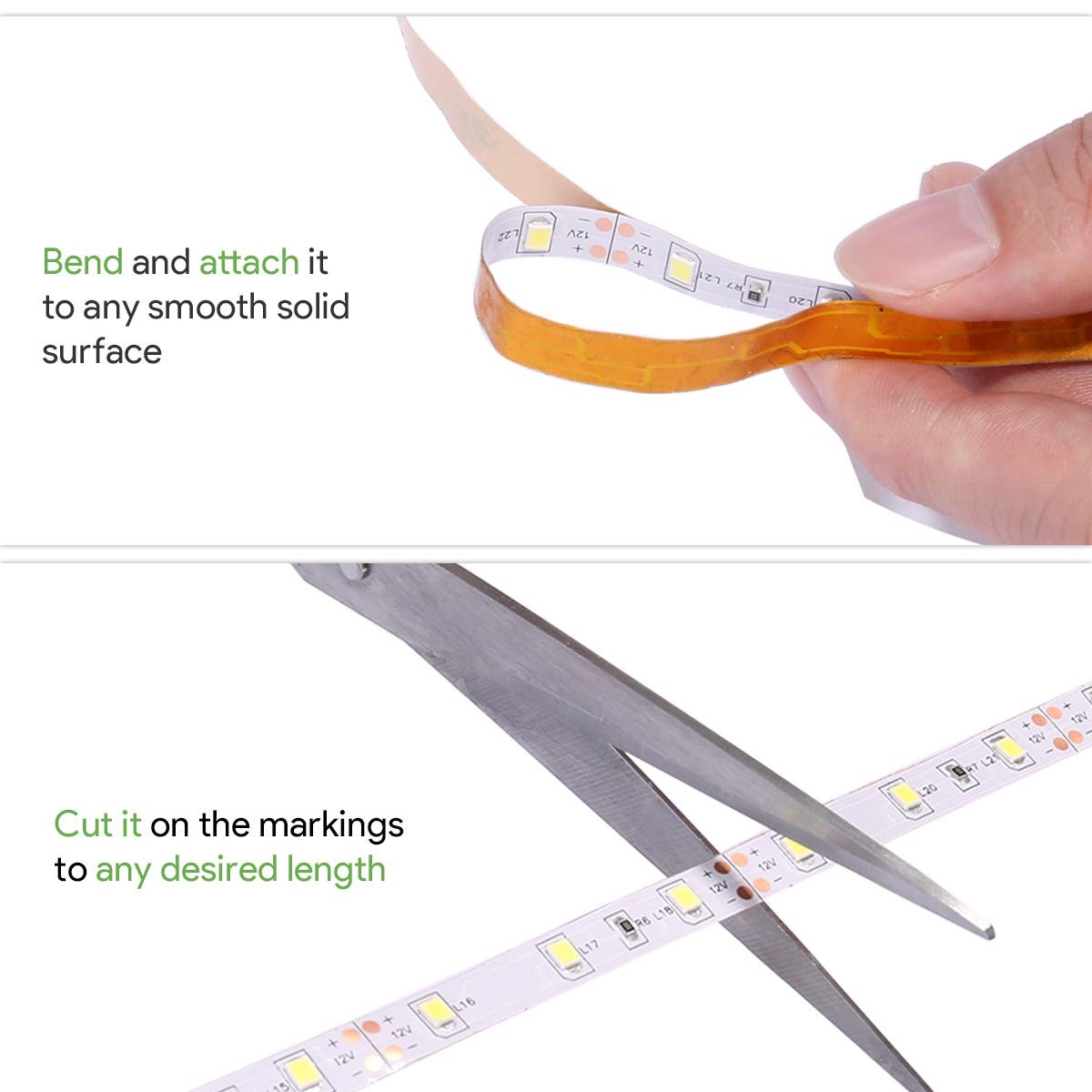 Lepro 12V Led Strip Light, Flexible, Smd 2835, 300 Leds, 32.8Ft Tape Light For Home, Kitchen, Party, Christmas And More, Non-Waterproof, Daylight White, Pack Of 2(Not Include Power Adapter)