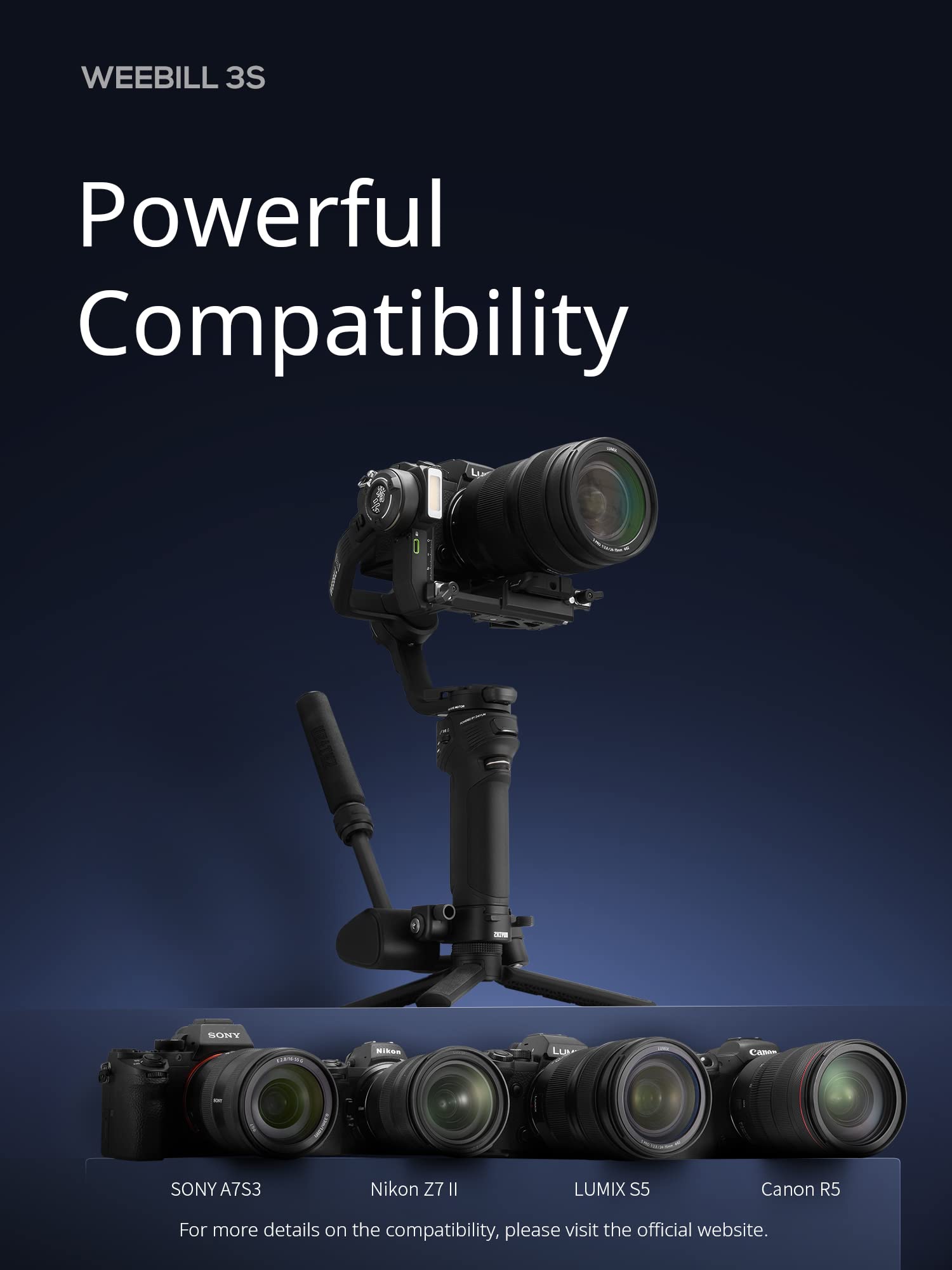 Zhiyun Weebill 3S [Official] Gimbal Stabilizer For Dslr And Mirrorless Camera Canon/Nikon/Sony/Panasonic/Fujifilm,Fill Light,Native Vertical Shooting